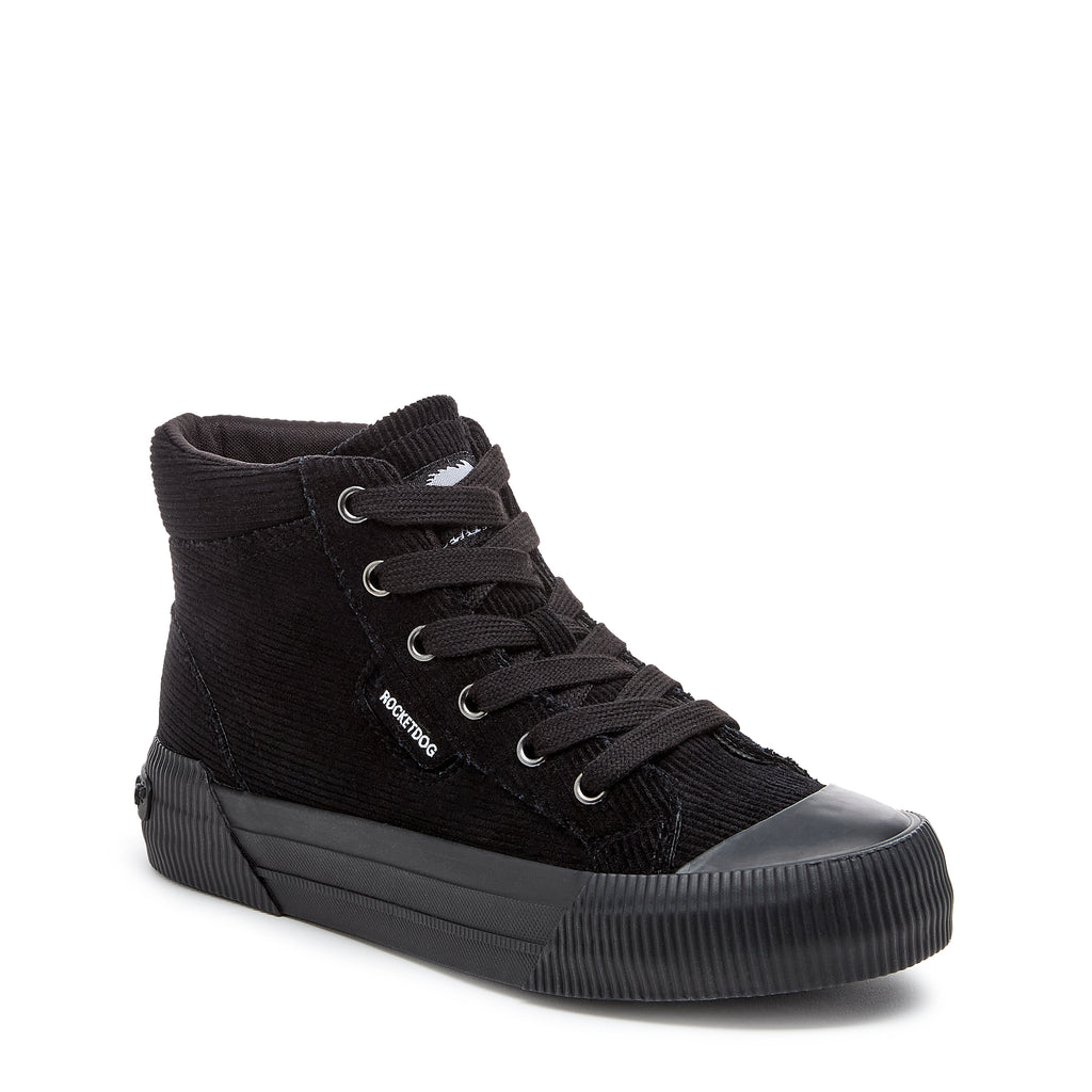 Women's black corduroy sneaker, playful and comfortable – Rocket Dog Cheery