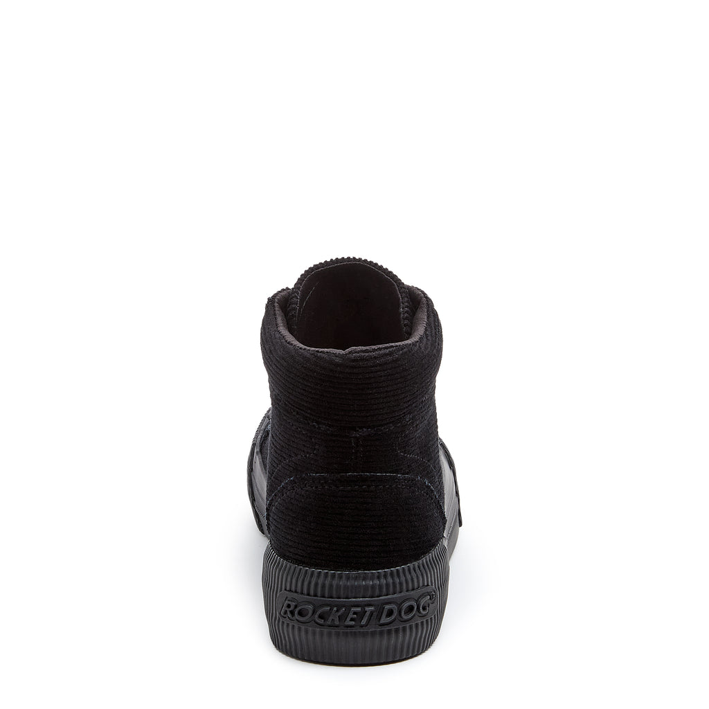 Rocket Dog Cheery women's black corduroy sneaker, playful slip-on