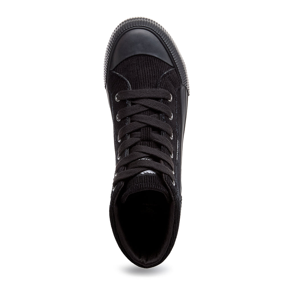 Black women's corduroy sneaker with Rocket Dog comfort, playful style