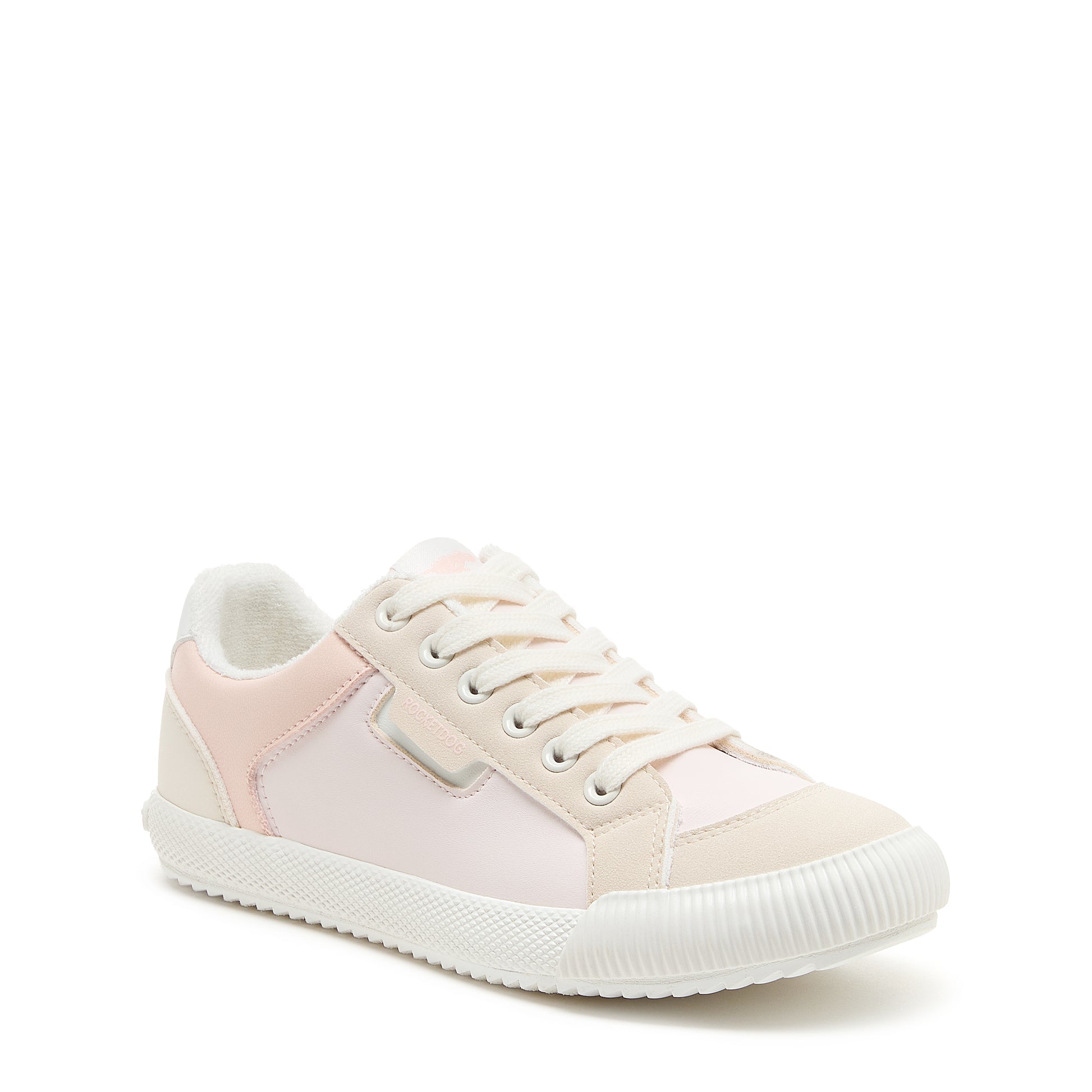 Pink and white sneaker on a white background