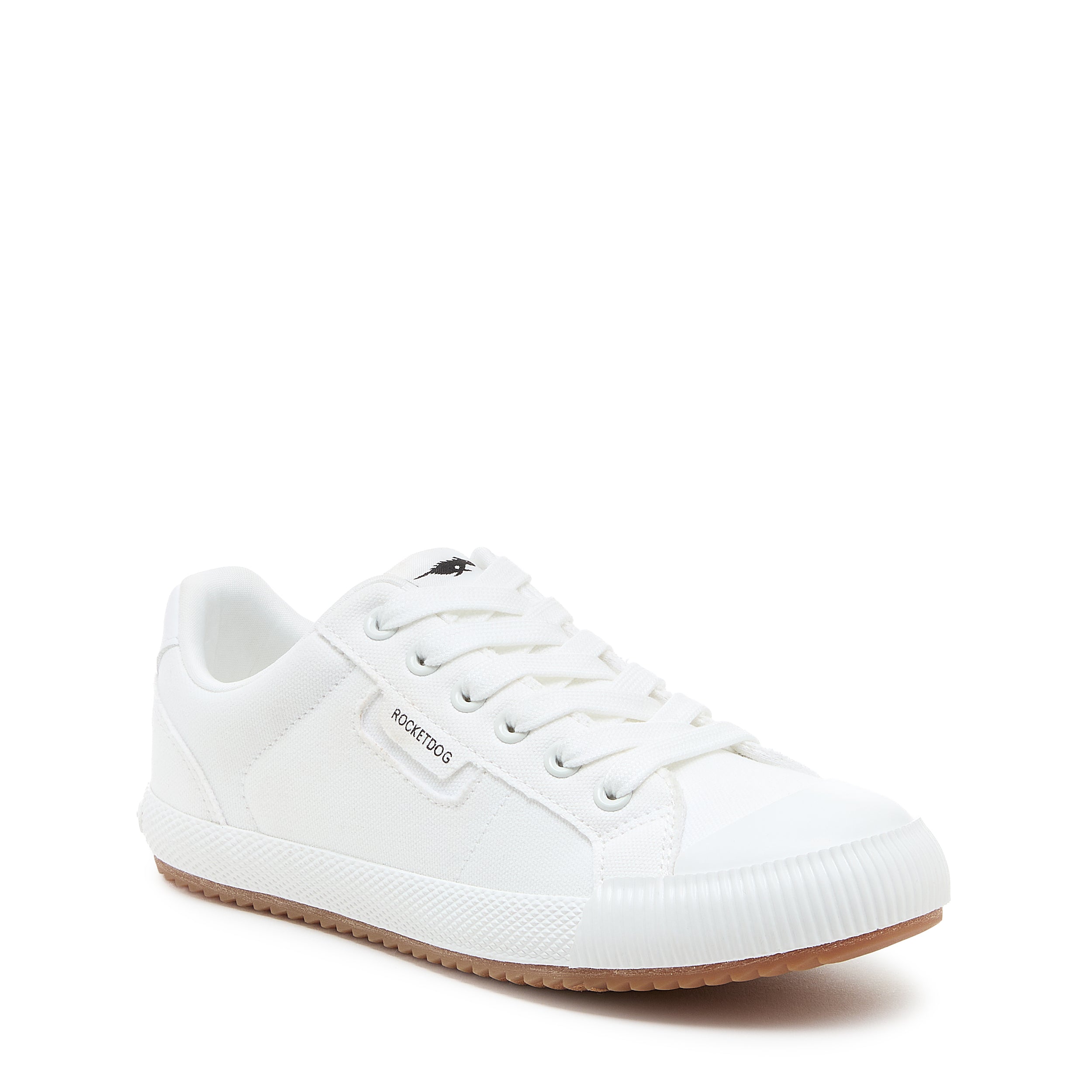White sneaker with cushioned footbed, women's playful style – Rocket Dog Cheery