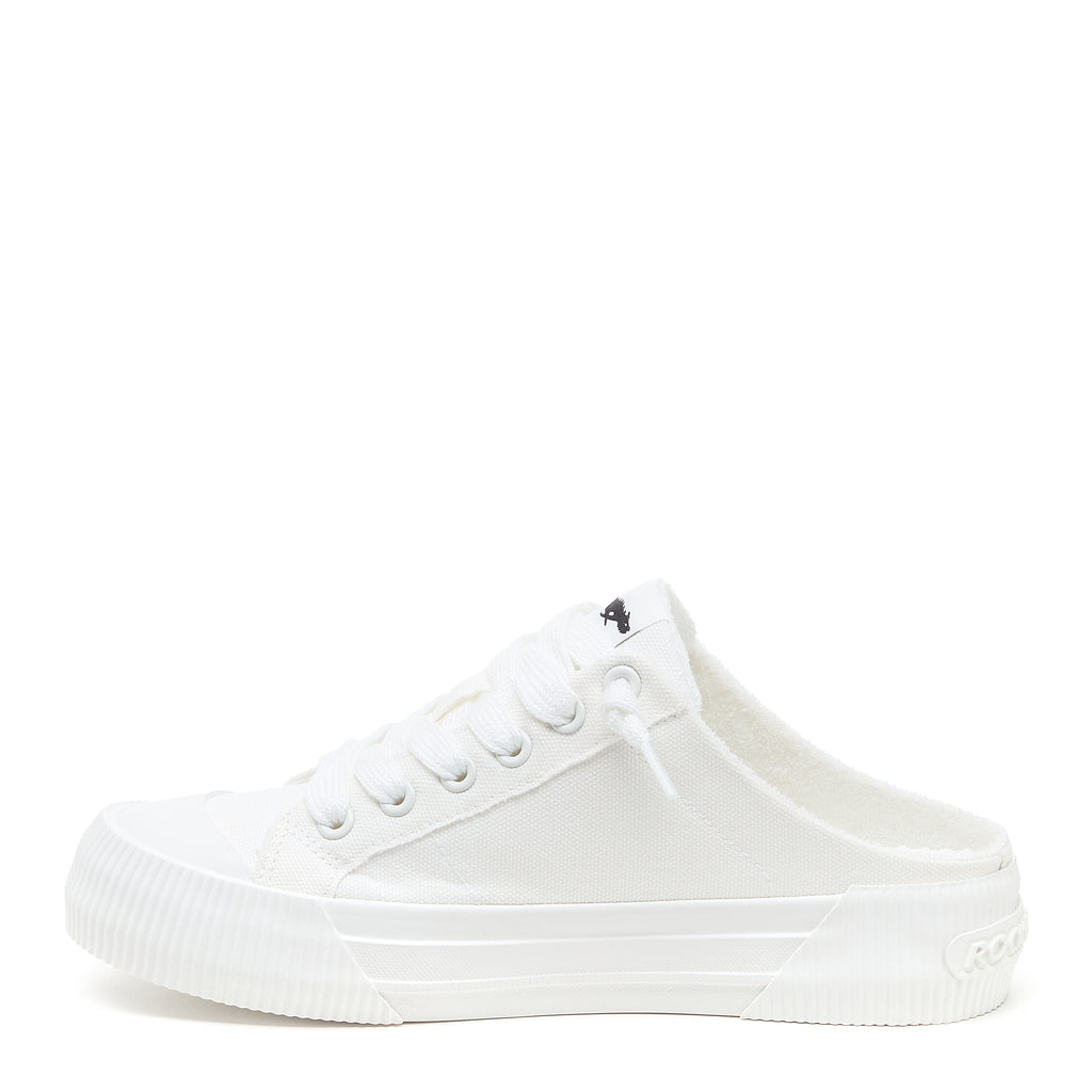 White sneaker with cushioned footbed, women's playful style – Rocket Dog Cheery