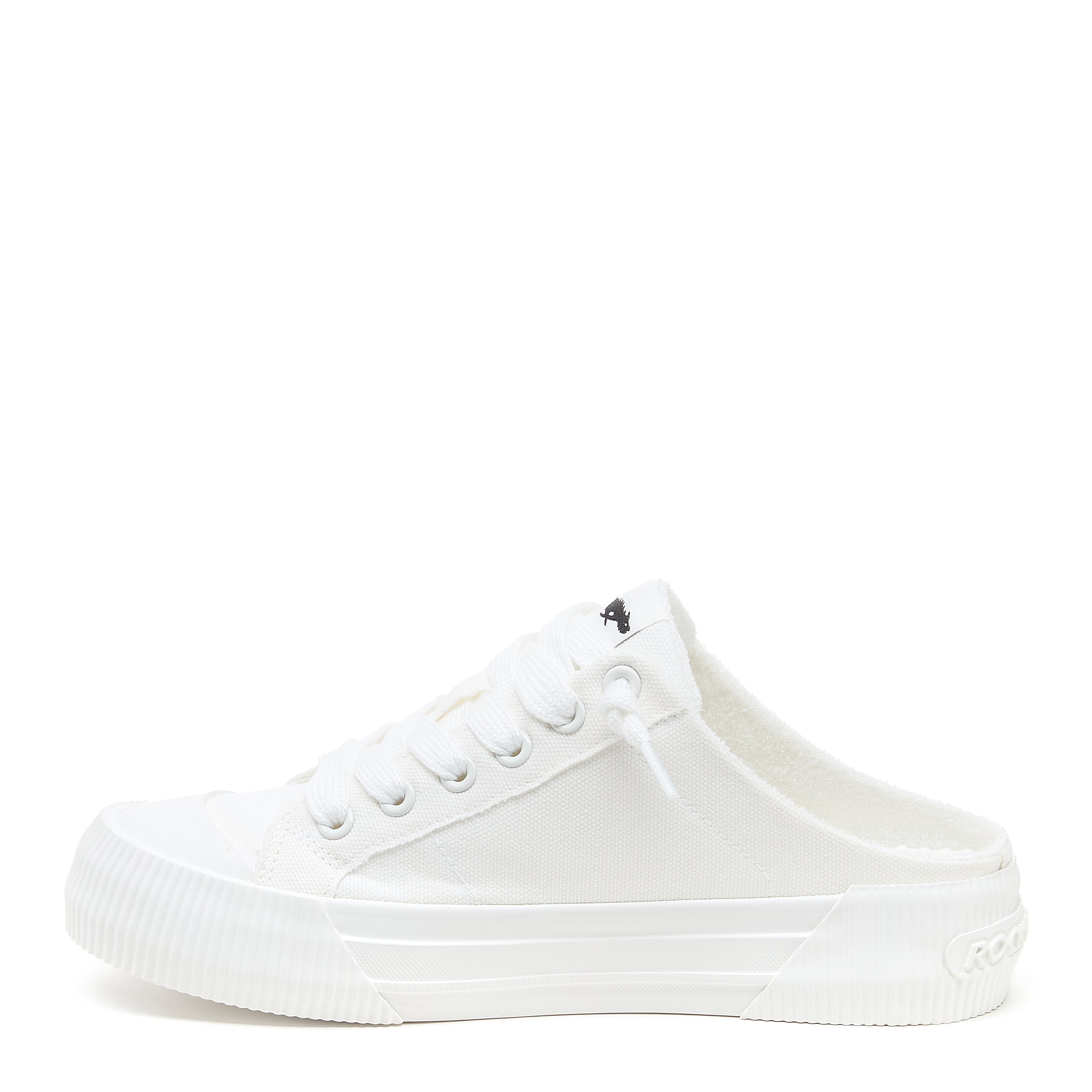 White sneaker with cushioned footbed, women's playful style – Rocket Dog Cheery