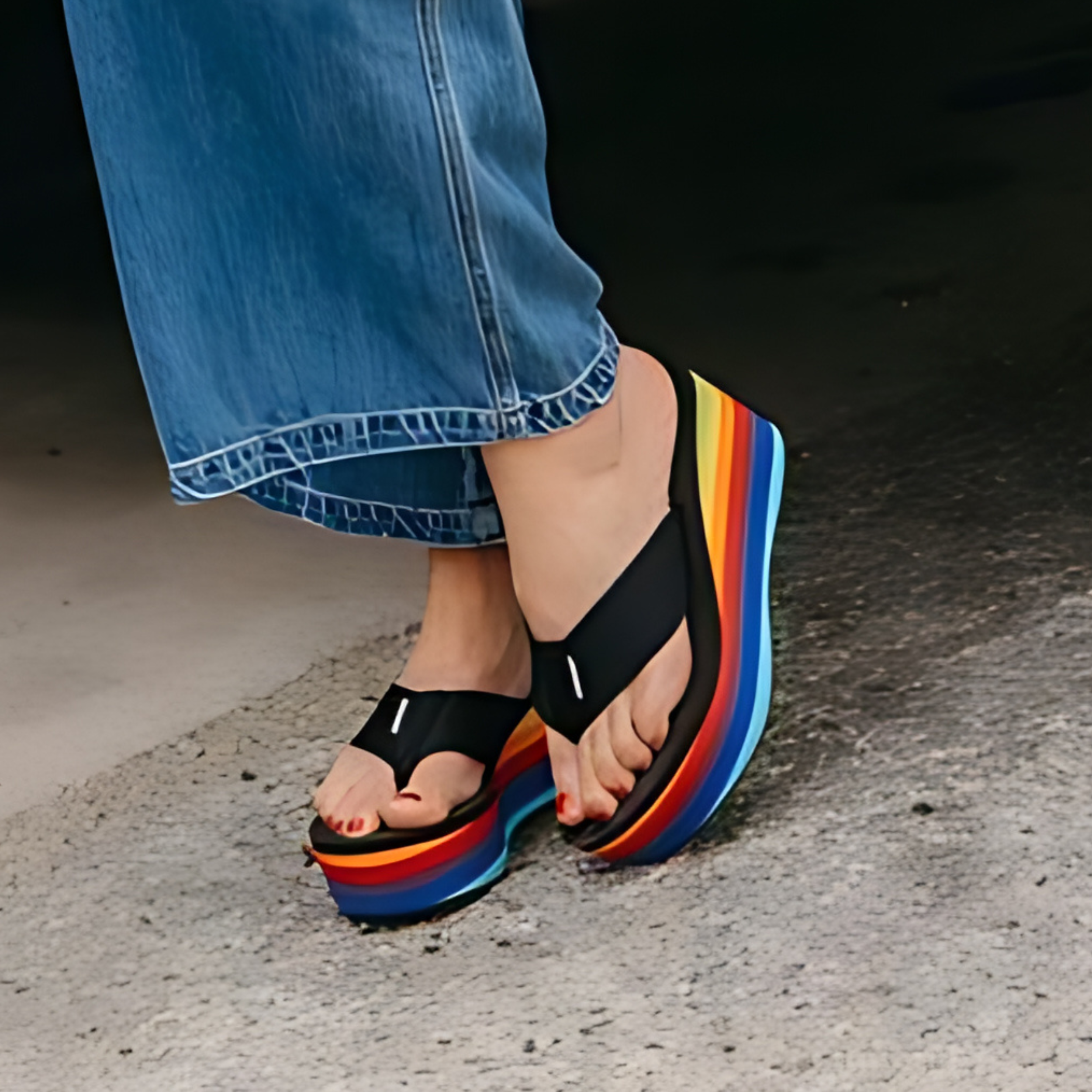 Women's black platform flip flop, casual and comfortable – Rocket Dog Crush