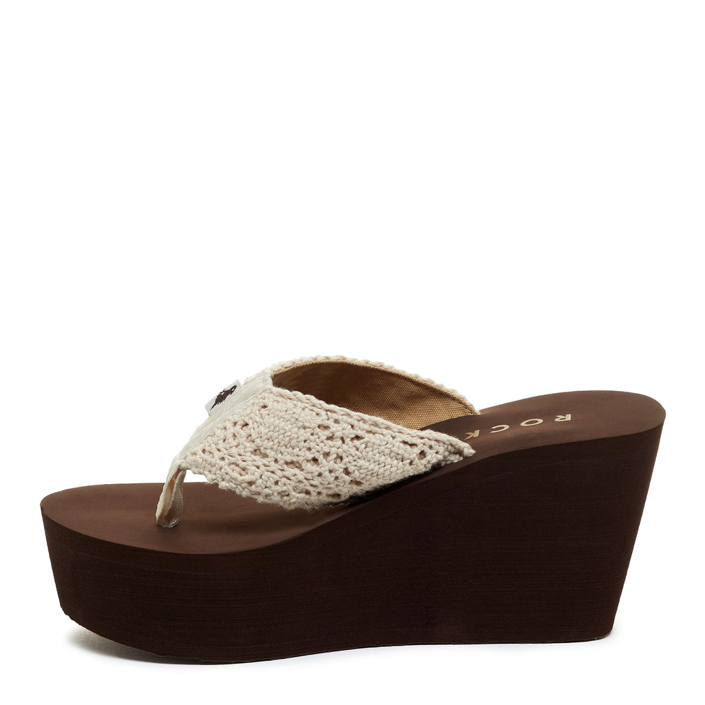 Natural crochet flip flop with cushioned footbed, women's casual style – Rocket Dog Diver
