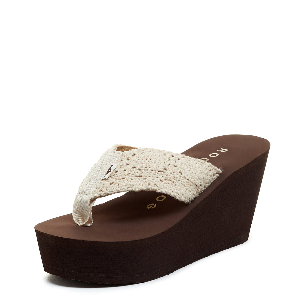 Rocket Dog Diver women's natural crochet flip flop, casual slip-on