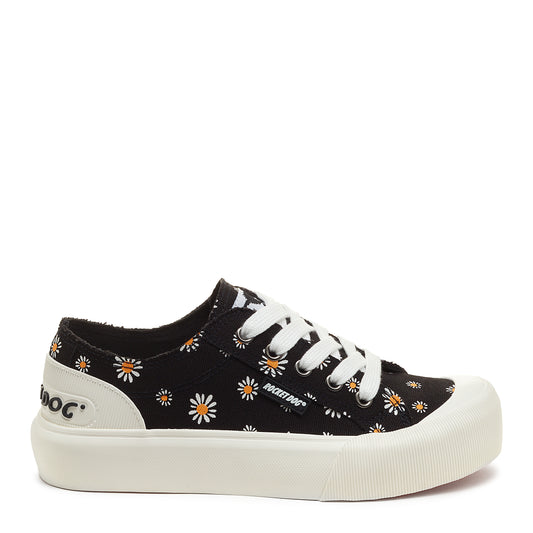 Jazzin Plus Black Daisy Print Sneaker
