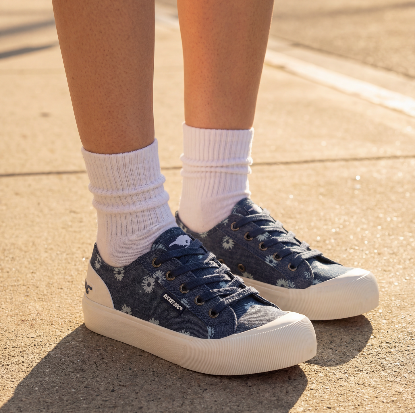 Jazzin Plus Denim Blue Floral Print sneakers