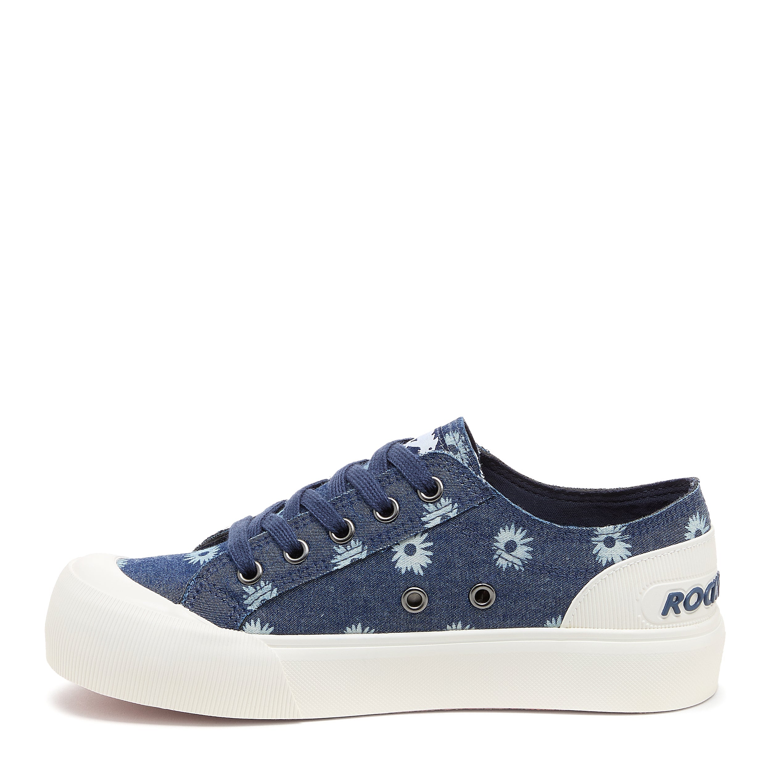 Denim blue sneaker with cushioned footbed, women's playful style – Rocket Dog Jazzin