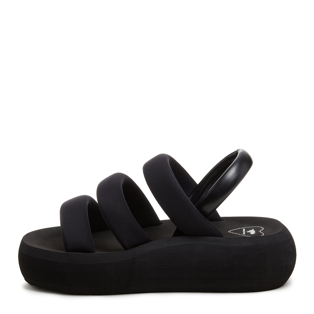 Black sandal with cushioned footbed, women's everyday style – Rocket Dog Smile