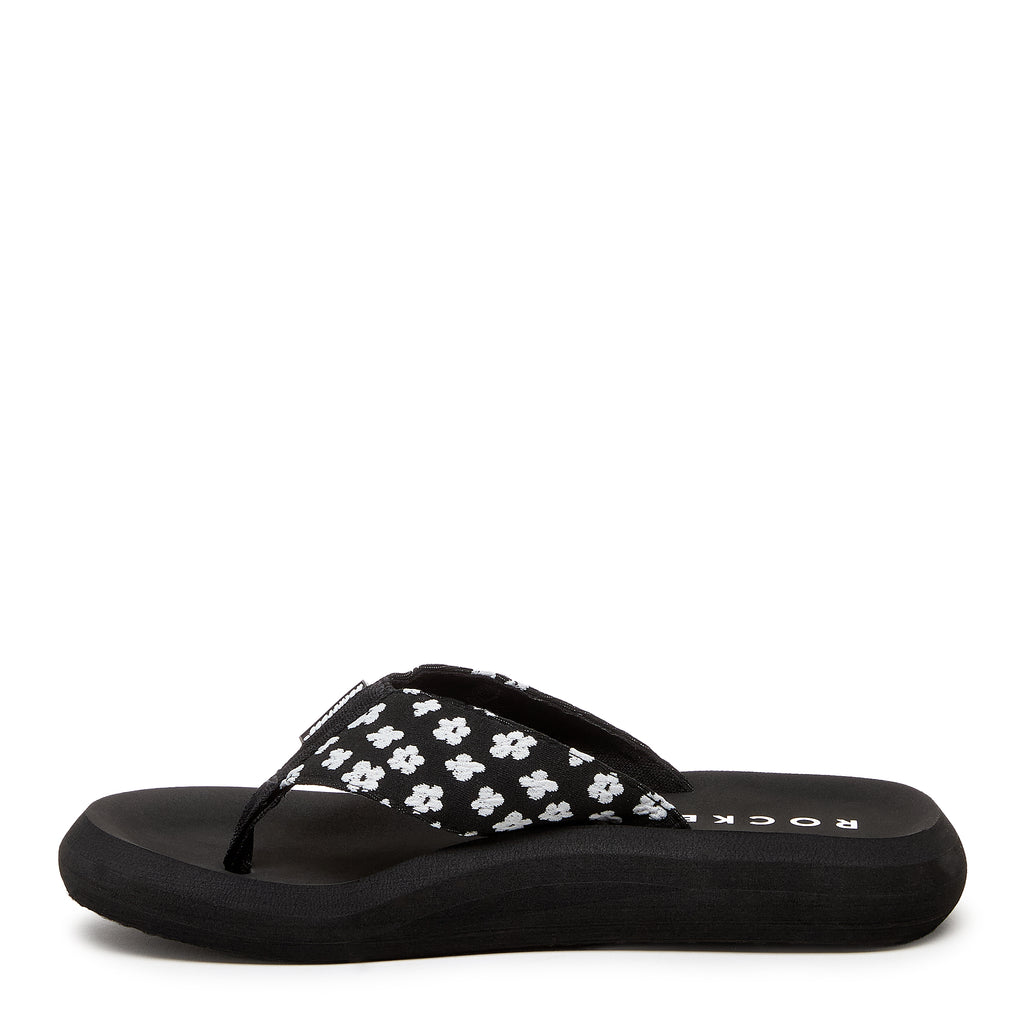 Black flip flop with cushioned footbed, women's casual style – Rocket Dog Spotlight