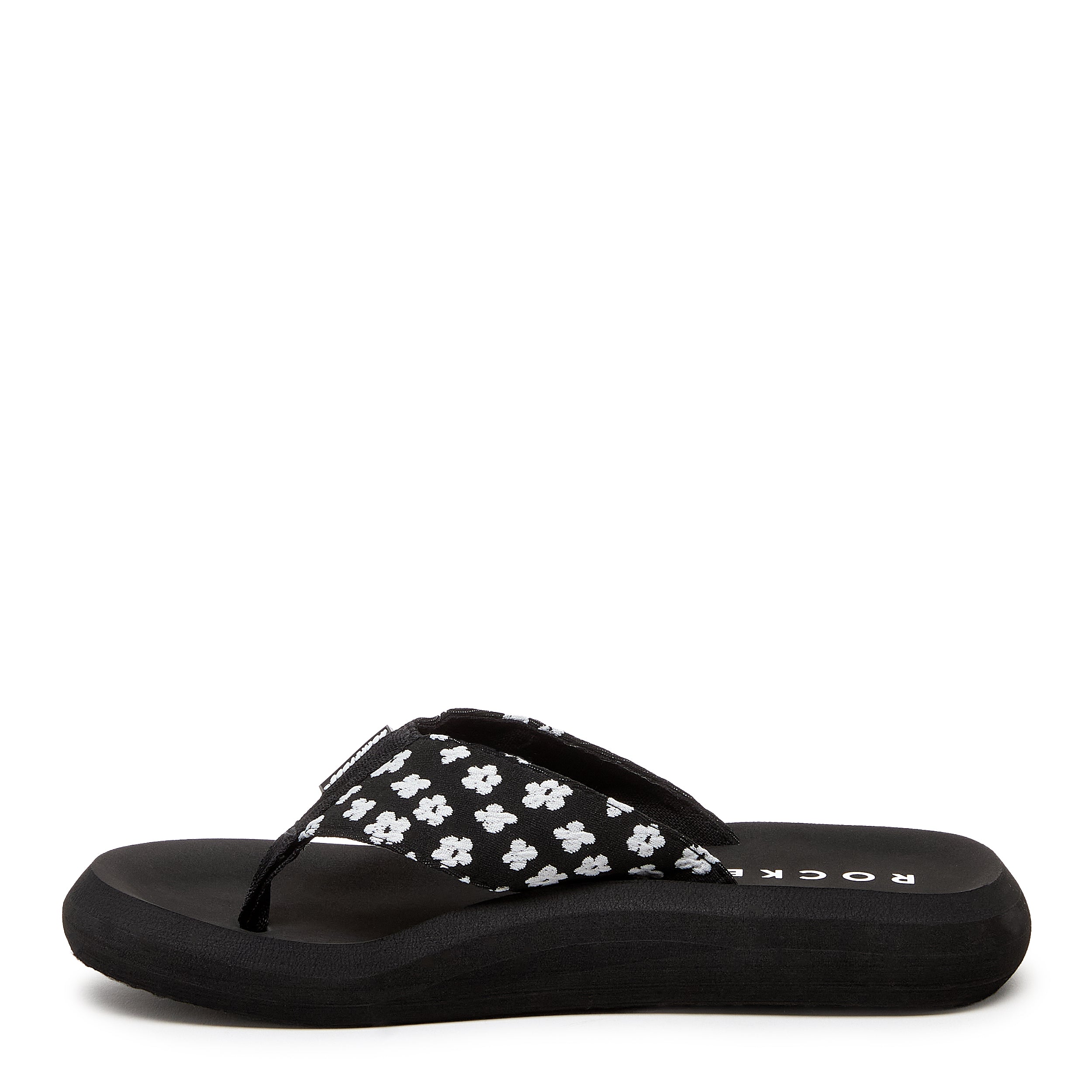 Black flip flop with cushioned footbed, women's casual style – Rocket Dog Spotlight
