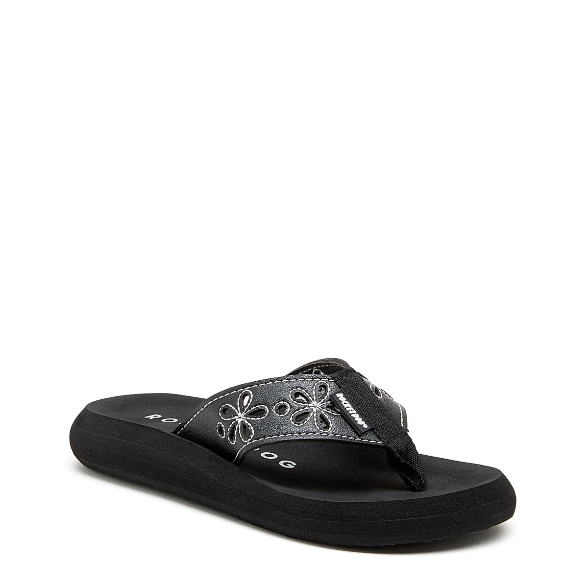 Women's black stitch flip flop, casual and comfortable – Rocket Dog Sunset