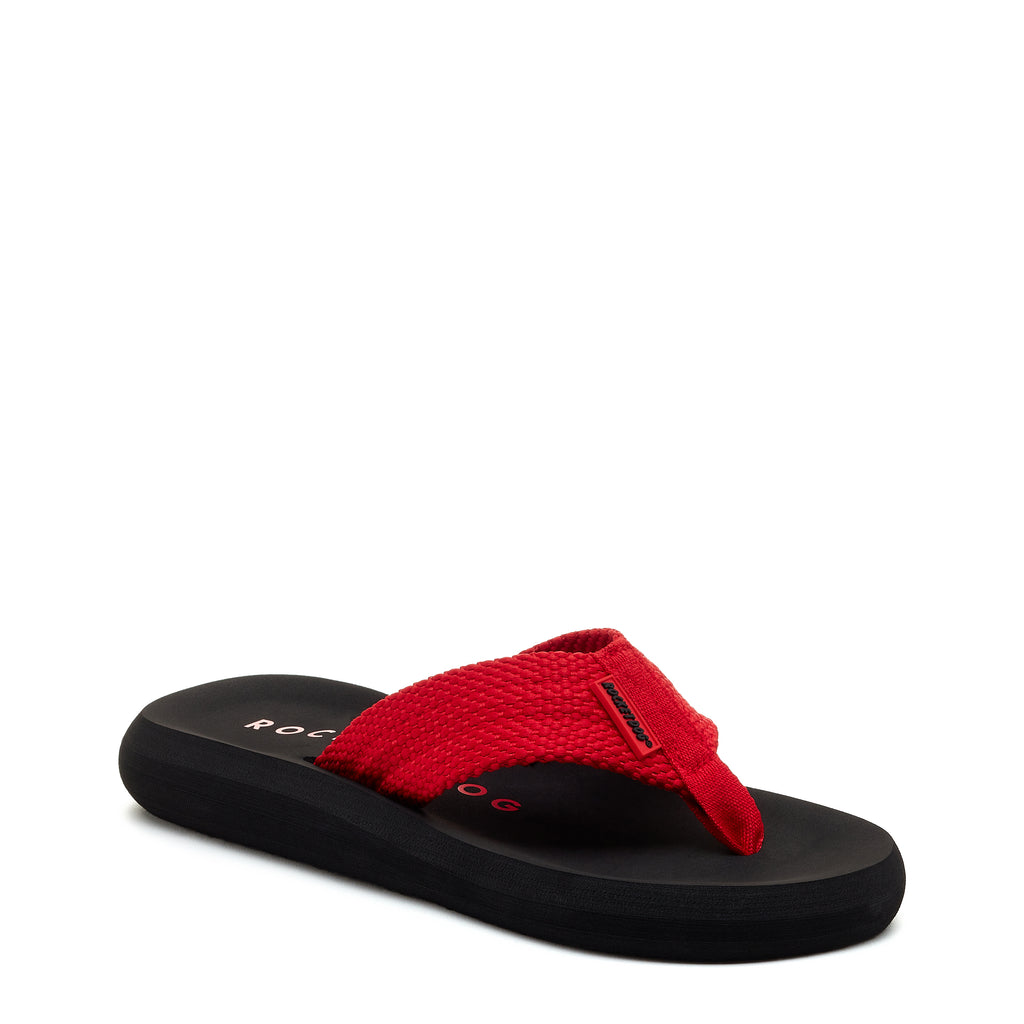 Red webbing flip flop with cushioned footbed, women's casual style – Rocket Dog Sunset