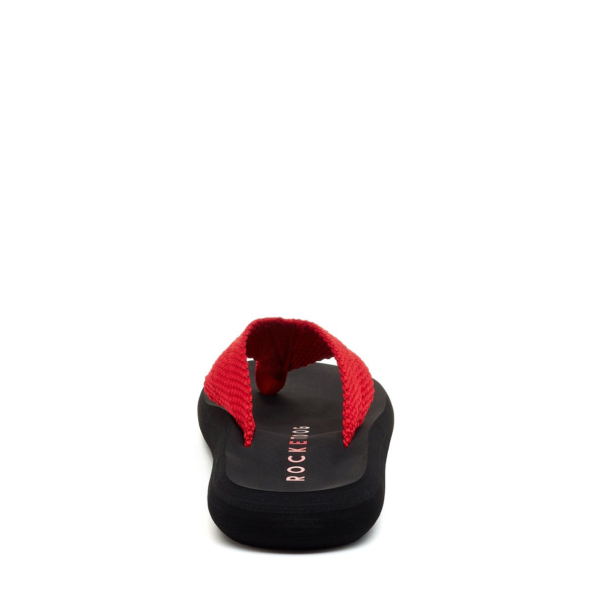 Red women's webbing flip flop with Rocket Dog comfort, casual style