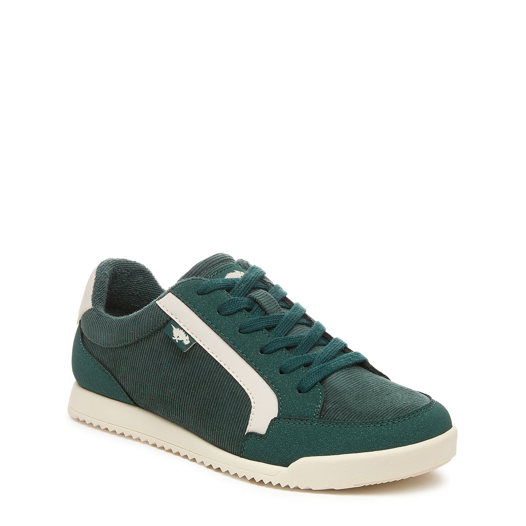 Green corduroy sneaker with cushioned footbed, women's playful style – Rocket Dog Bolt