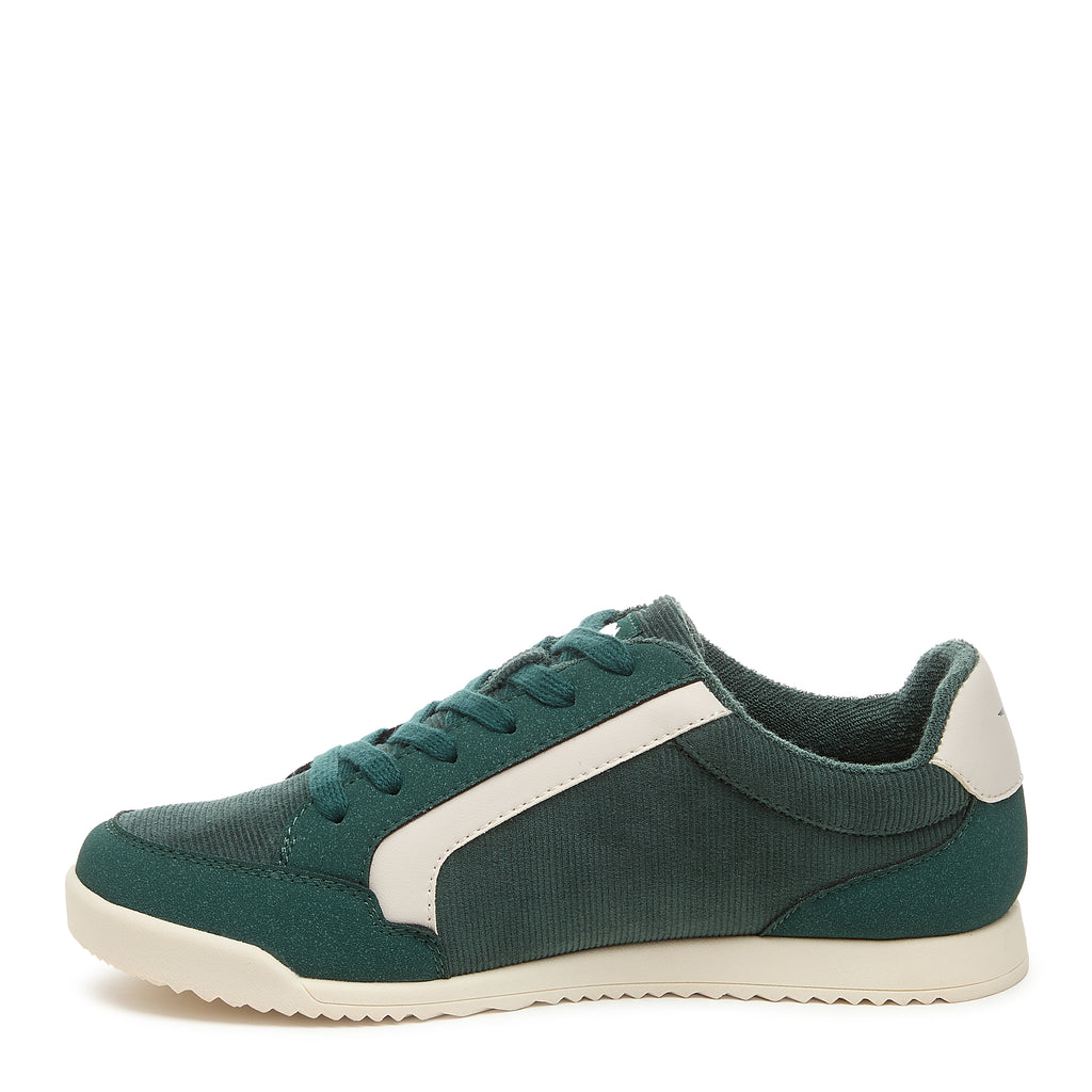 Rocket Dog Bolt women's green corduroy sneaker, playful slip-on