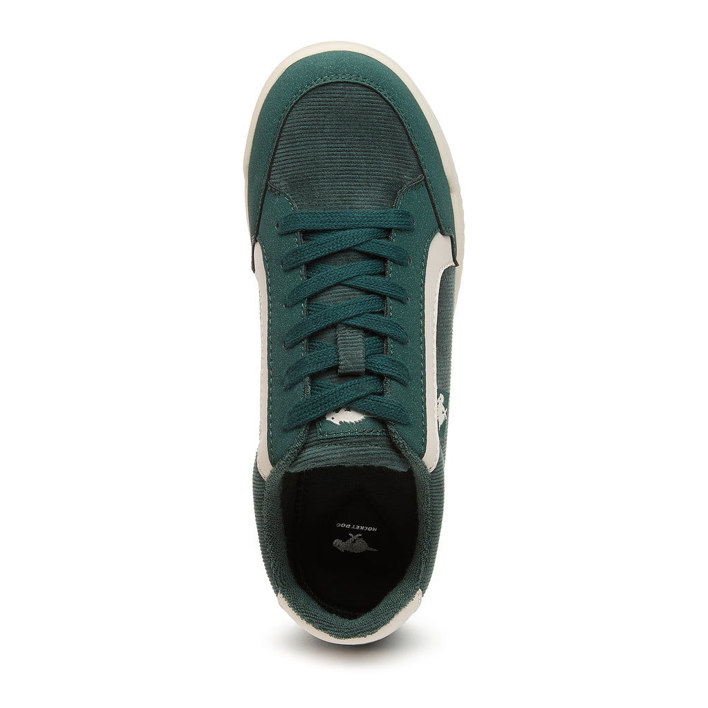 Rocket Dog Bolt green corduroy sneaker, playful women's footwear