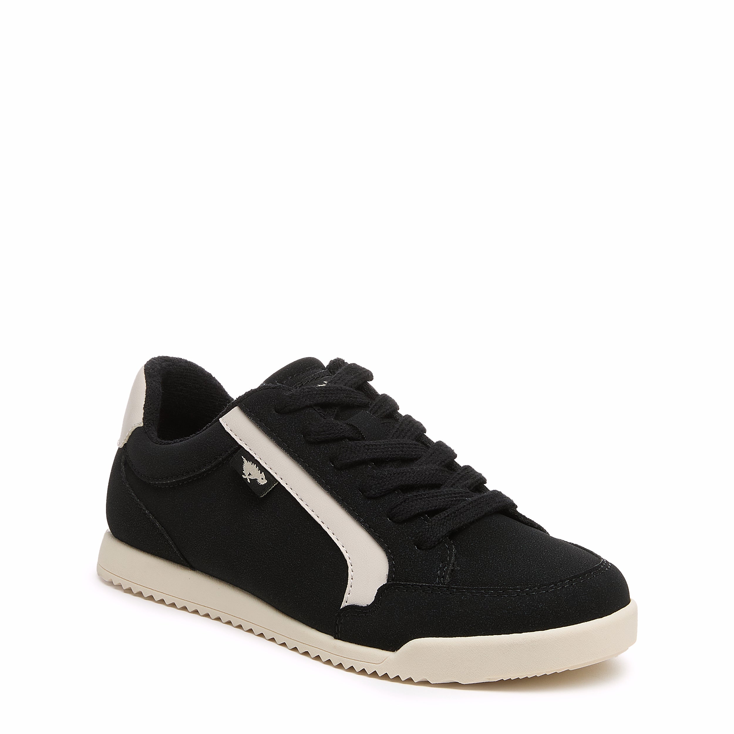 Black suede sneaker with cushioned footbed, women's playful style – Rocket Dog Bolt