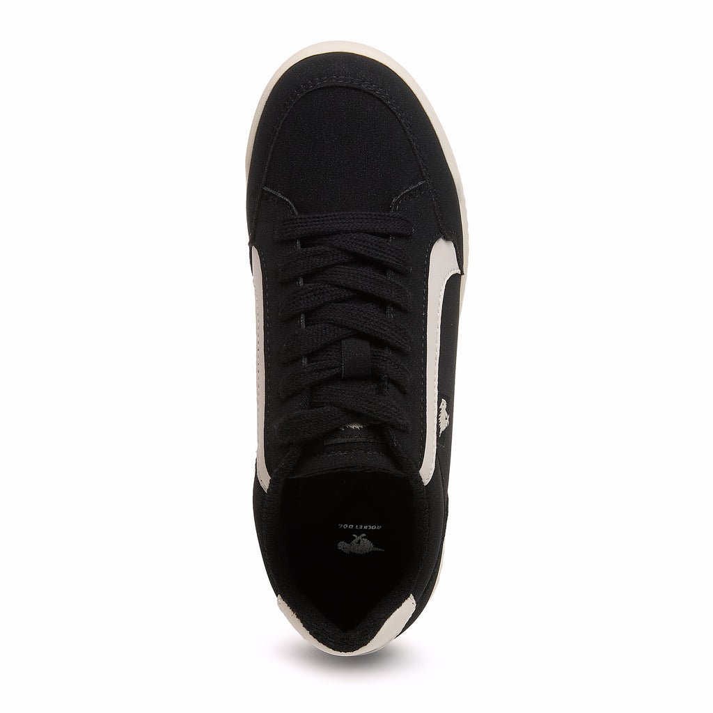 Rocket Dog Bolt black suede sneaker, playful women's footwear
