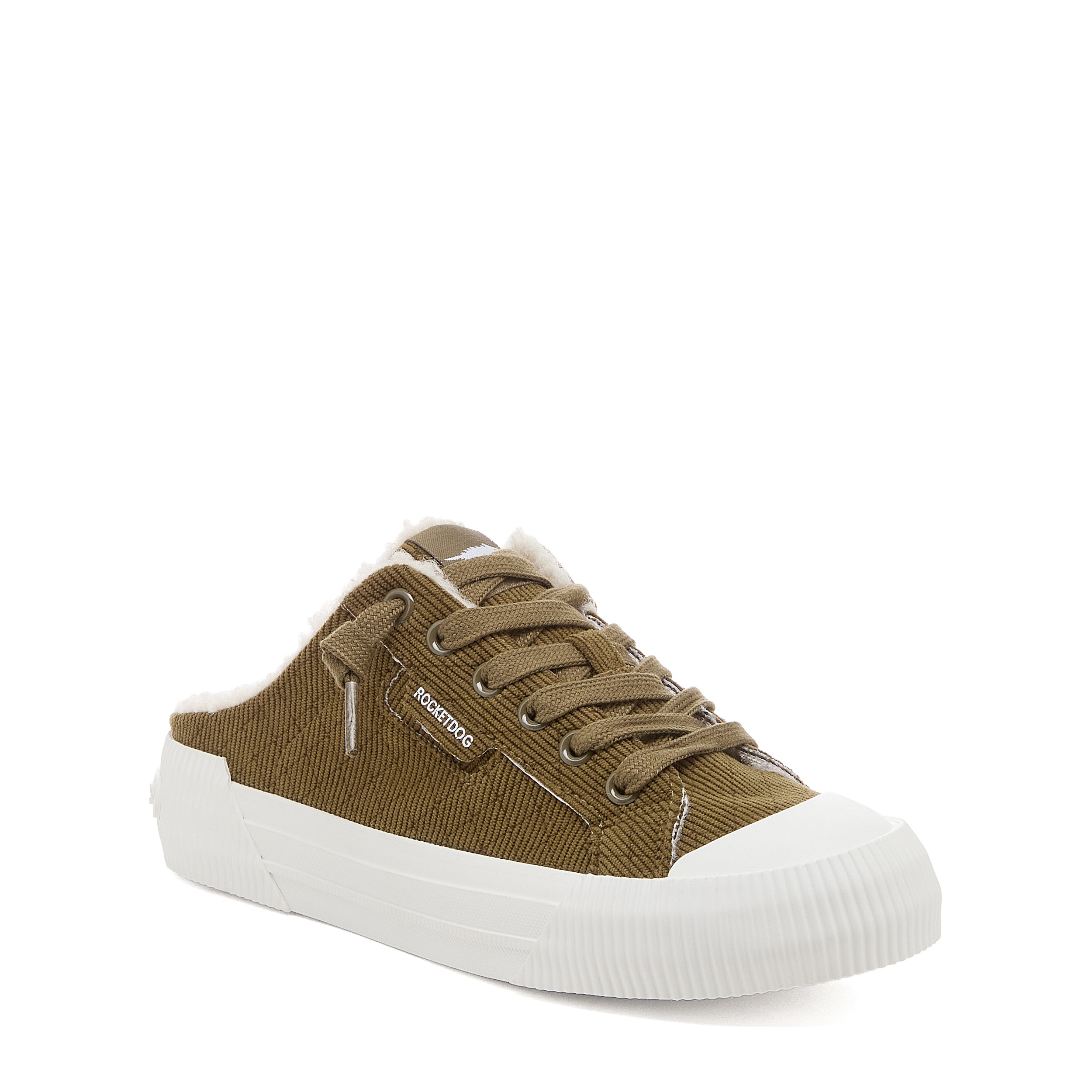 Cheery Olive Corduroy Mule Sneakers