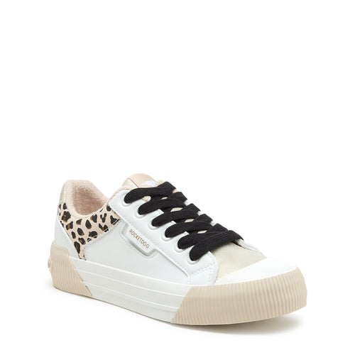 Cheery White Leopard Combo Color Block Sneakers