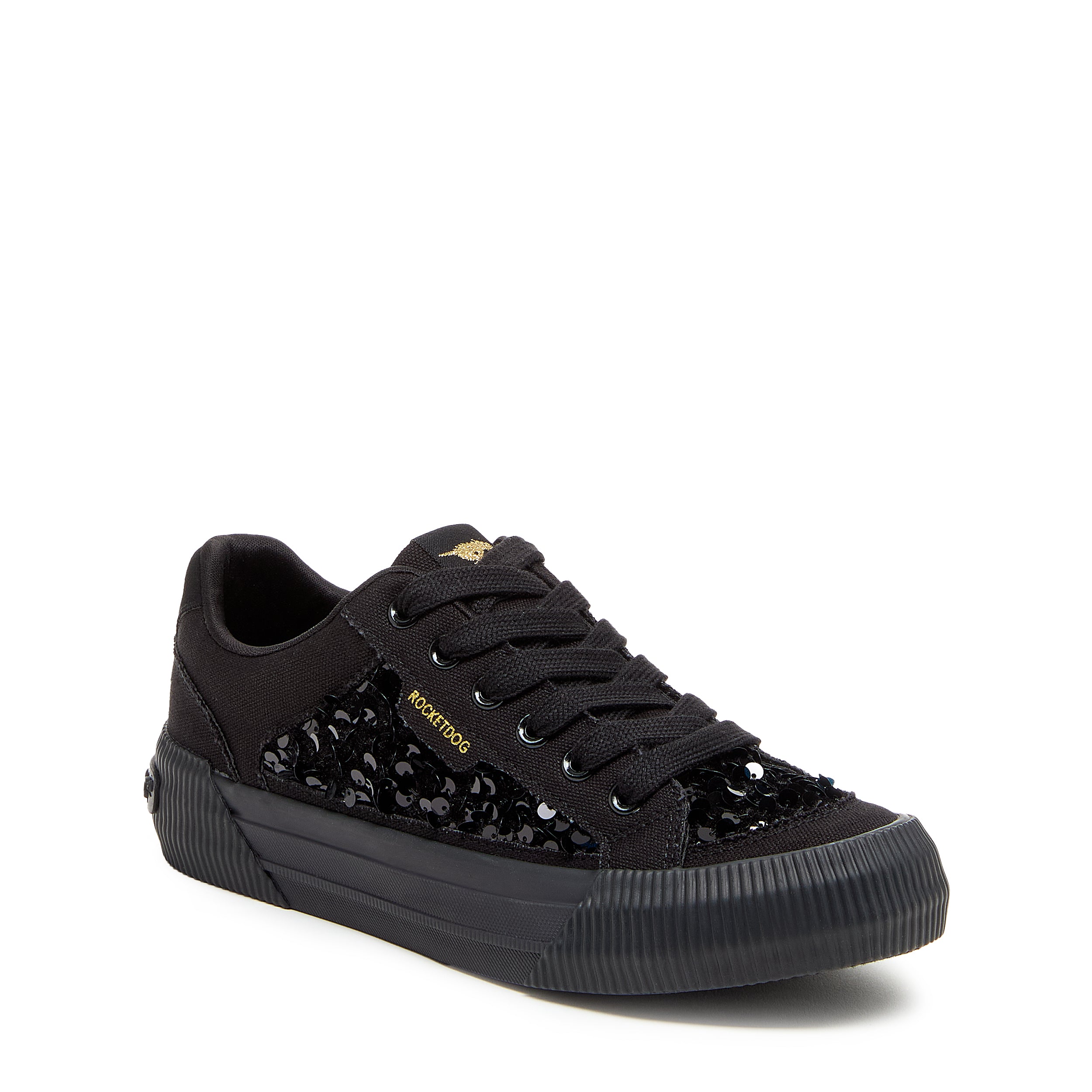 Black sneaker with cushioned footbed, women's playful style – Rocket Dog Cheery
