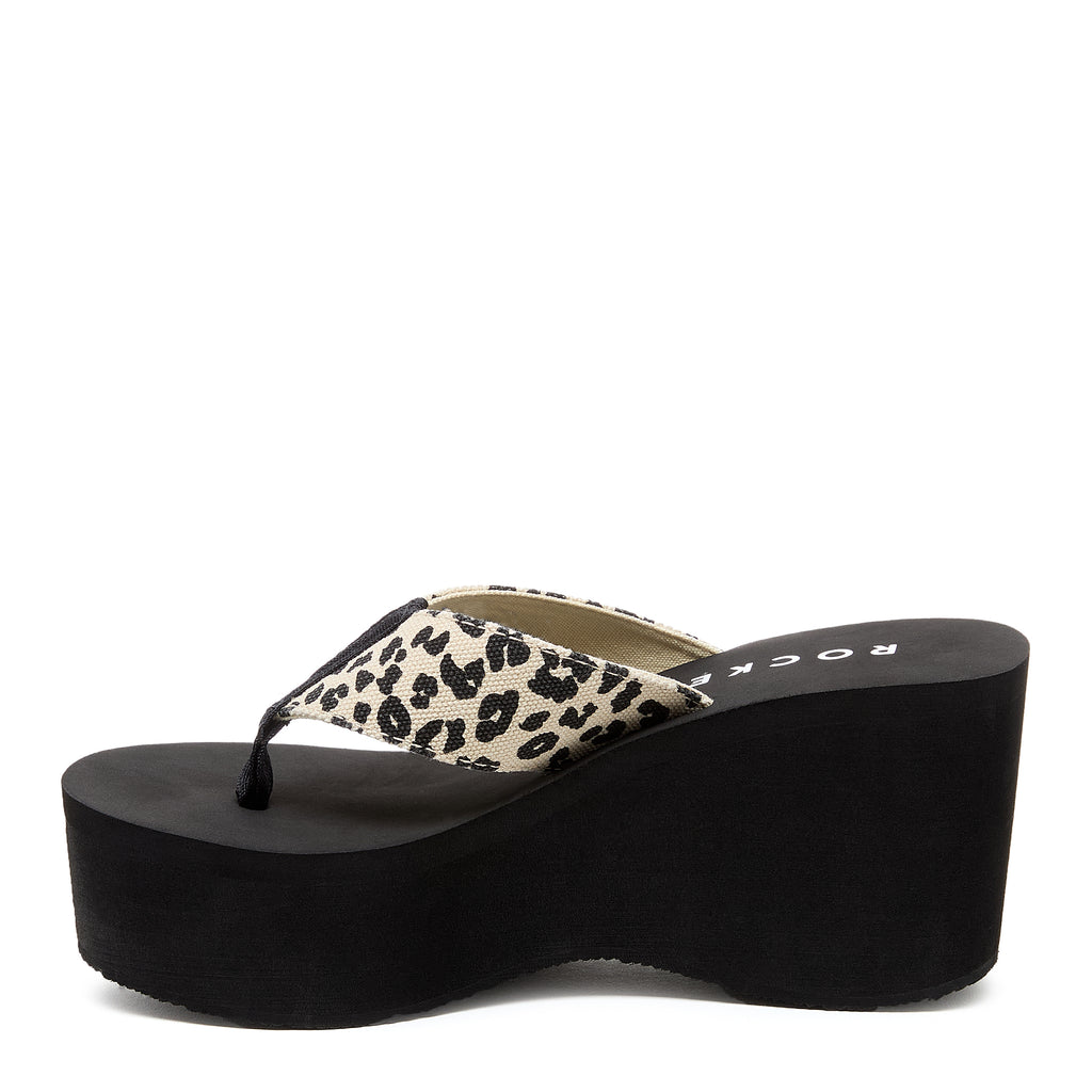 Leopard platform flip flop with cushioned footbed, women's casual style – Rocket Dog Crush