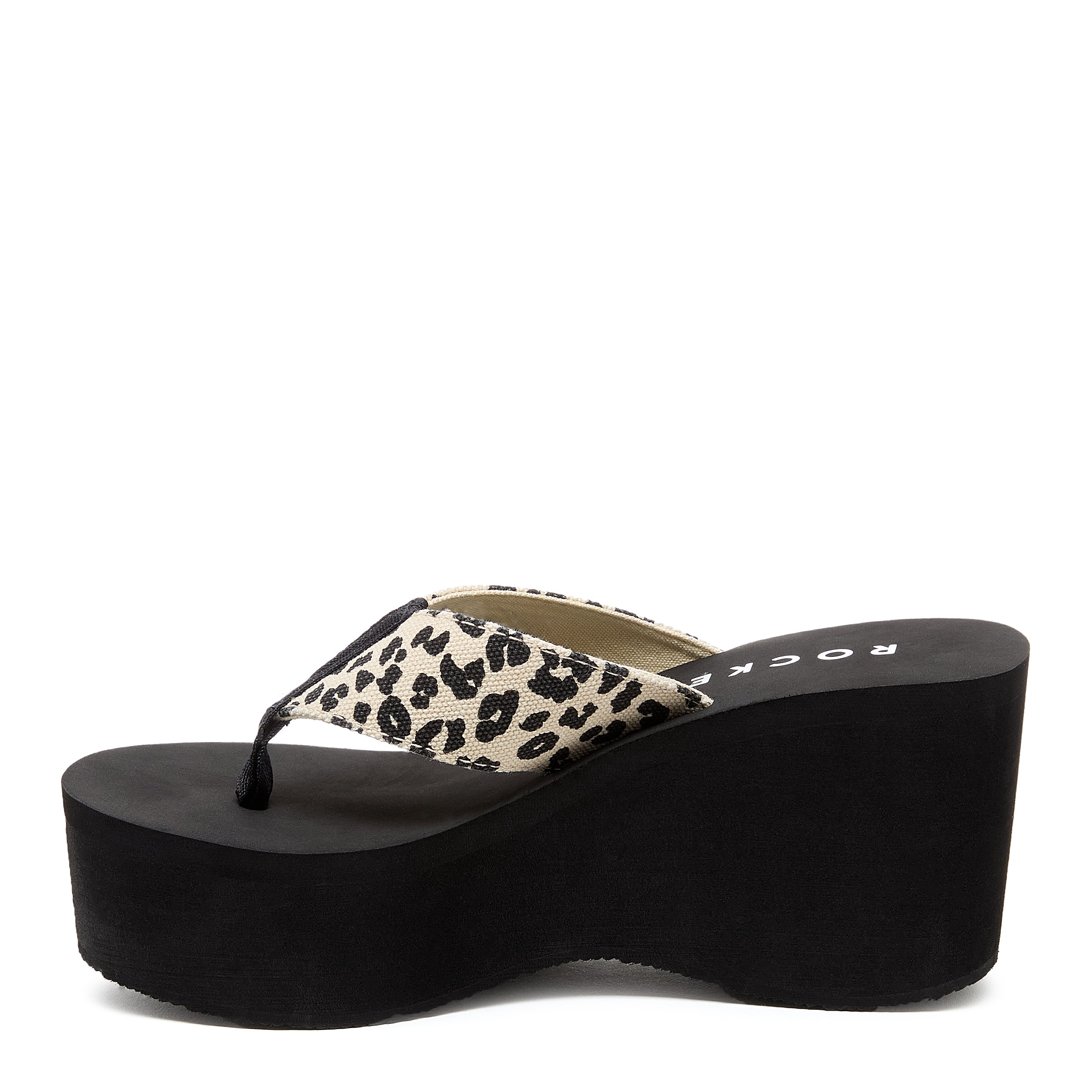 Leopard platform flip flop with cushioned footbed, women's casual style – Rocket Dog Crush