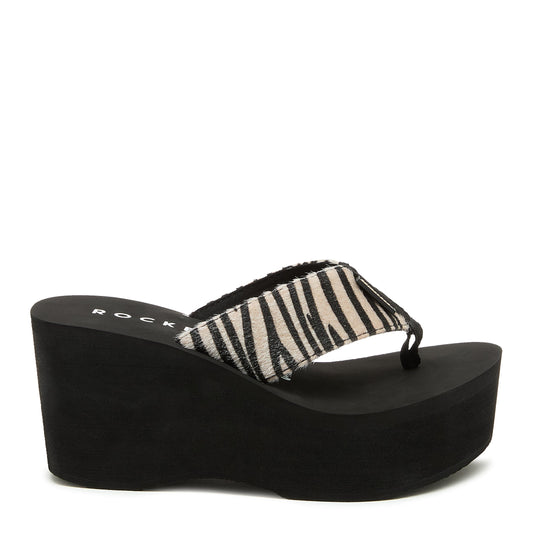 Rocket Dog Animal Print Black Platform Womens Flip-Flops