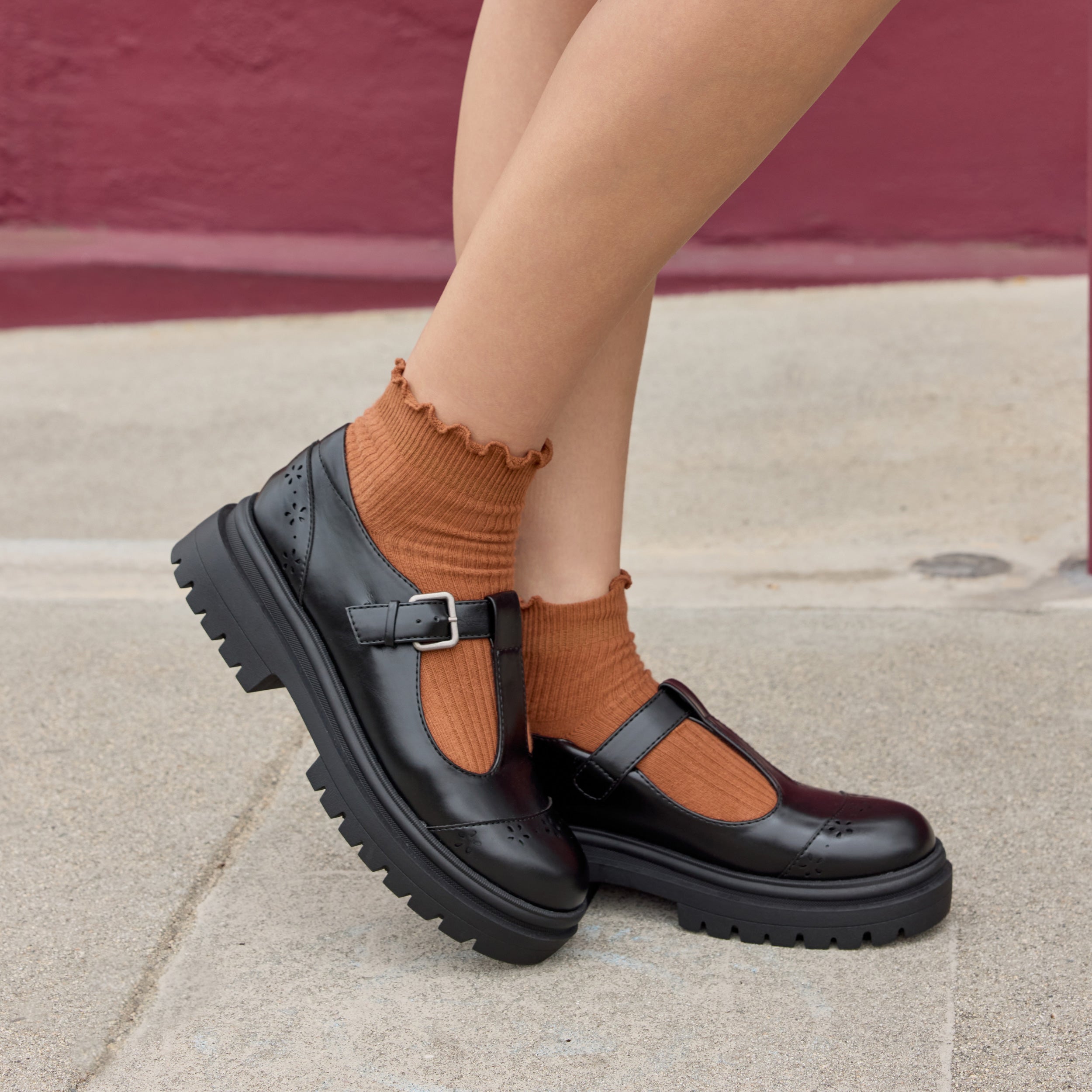 Dalma Black Chunky Mary Jane Shoes