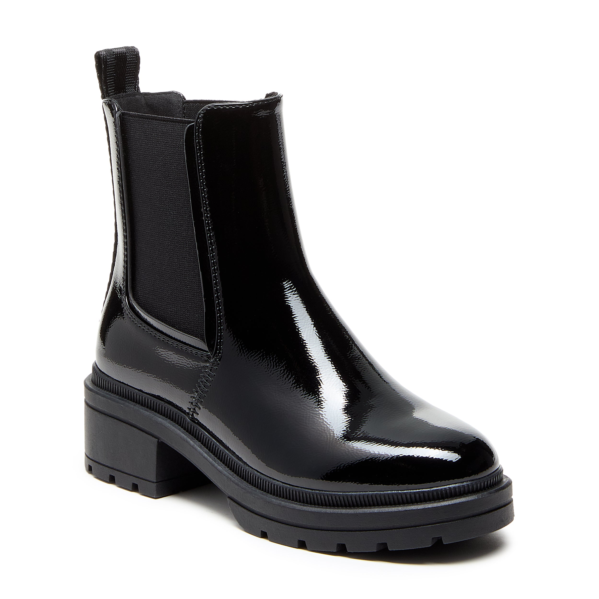 Women's black patent chelsea boot, everyday and comfortable – Rocket Dog Iggie