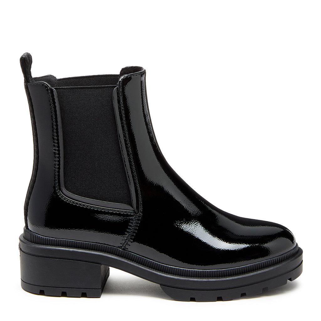 Rocket Dog Iggie black patent chelsea boot, women's everyday shoe