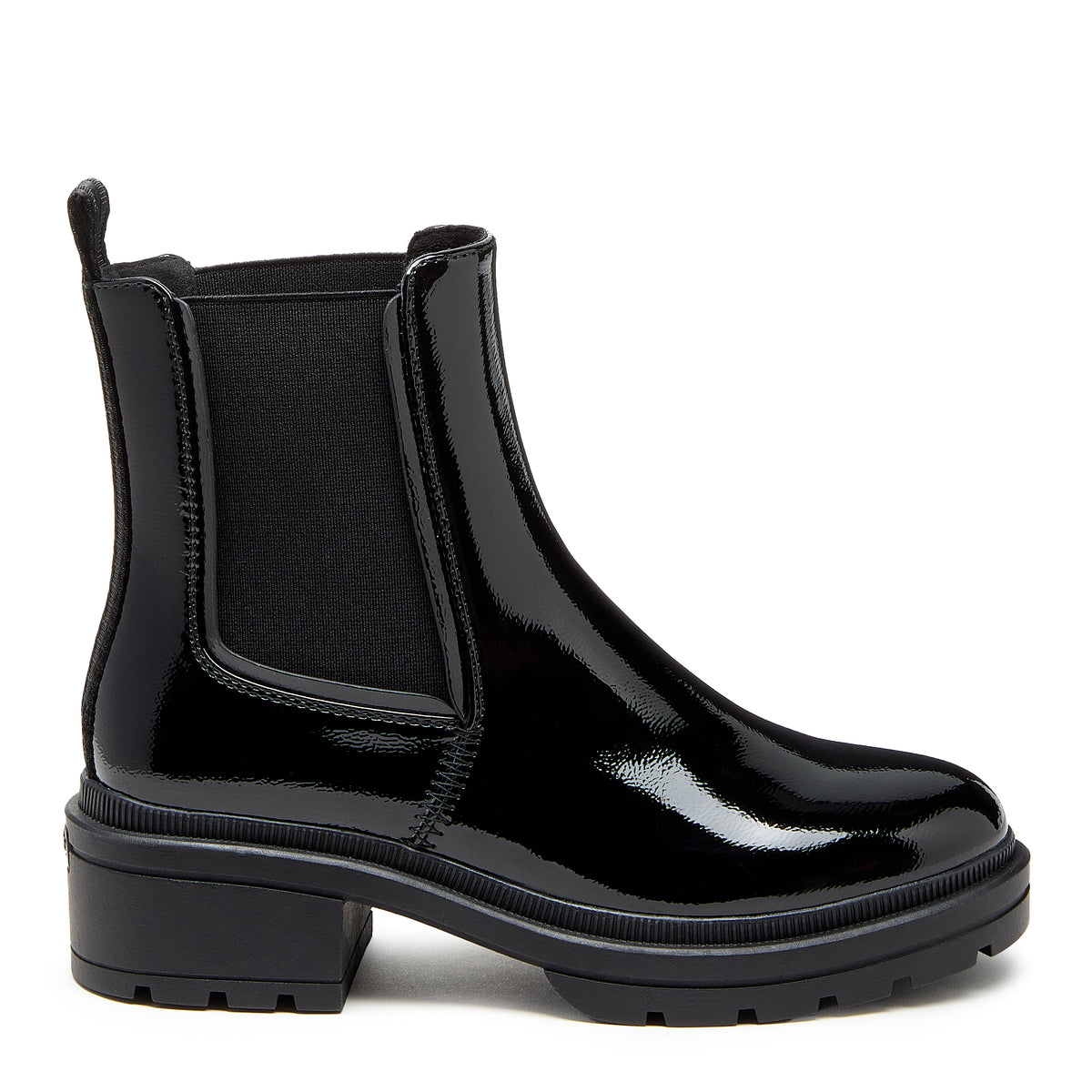Rocket Dog Iggie black patent chelsea boot, women's everyday shoe