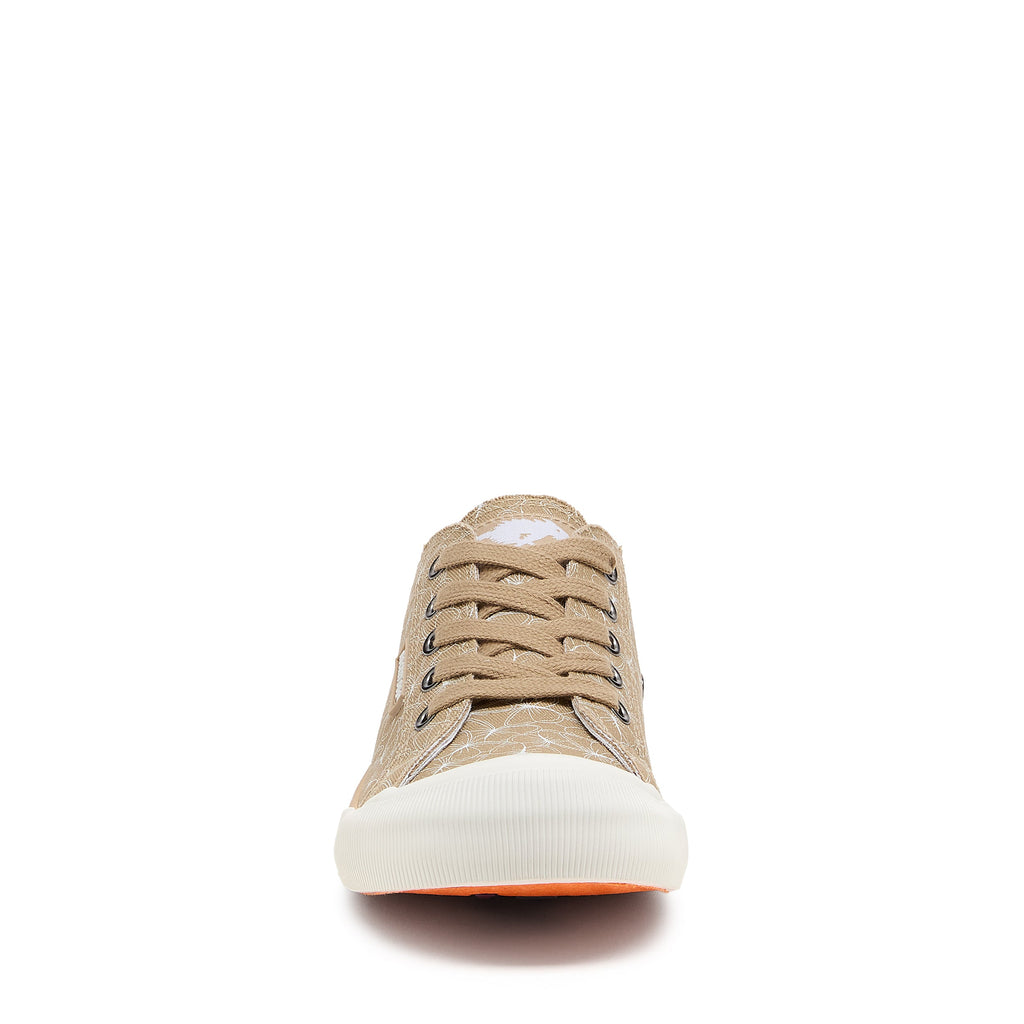 Rocket Dog Jazzin women's tan sneaker, playful slip-on