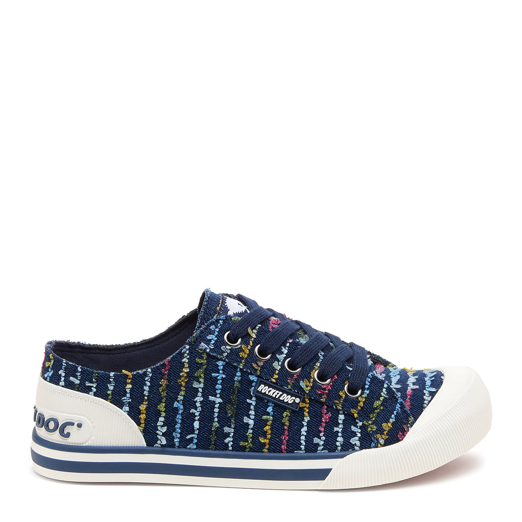 Rocket Dog Jazzin blue stripe sneaker, women's playful shoe