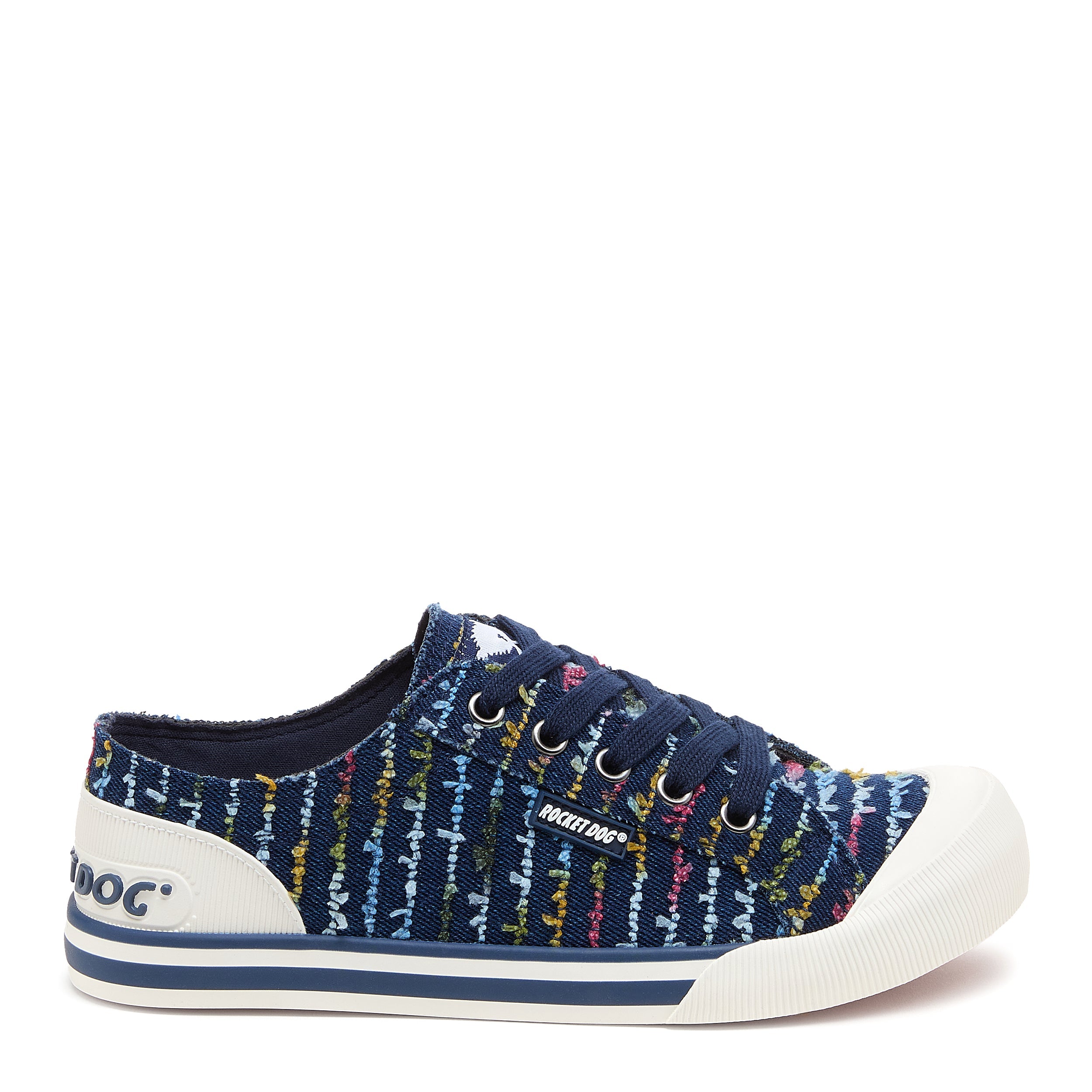 Rocket Dog Jazzin blue stripe sneaker, women's playful shoe