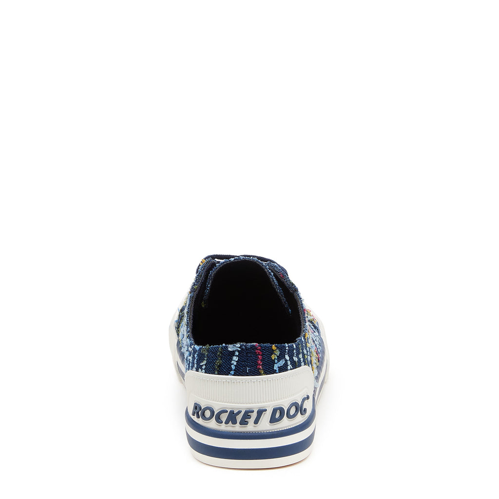 Rocket Dog Jazzin women's blue stripe sneaker, playful slip-on