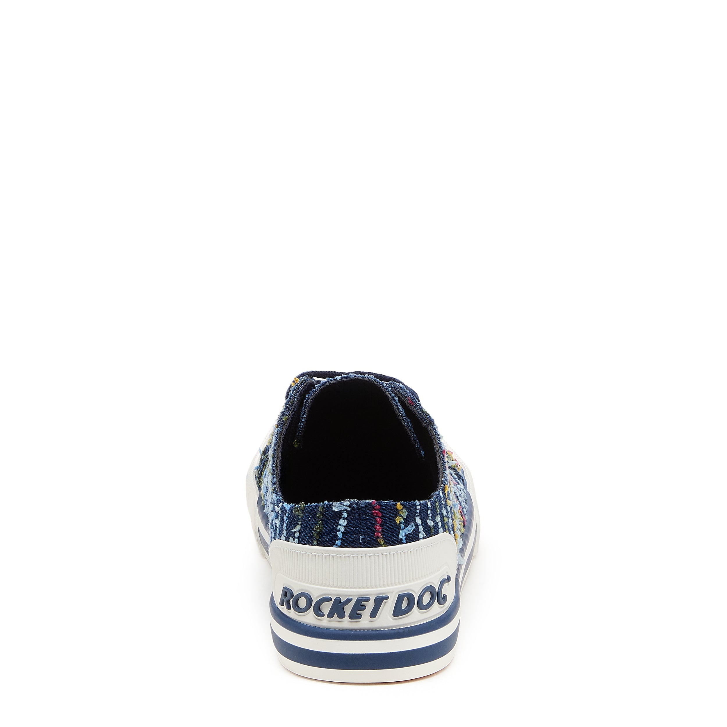Rocket Dog Jazzin women's blue stripe sneaker, playful slip-on