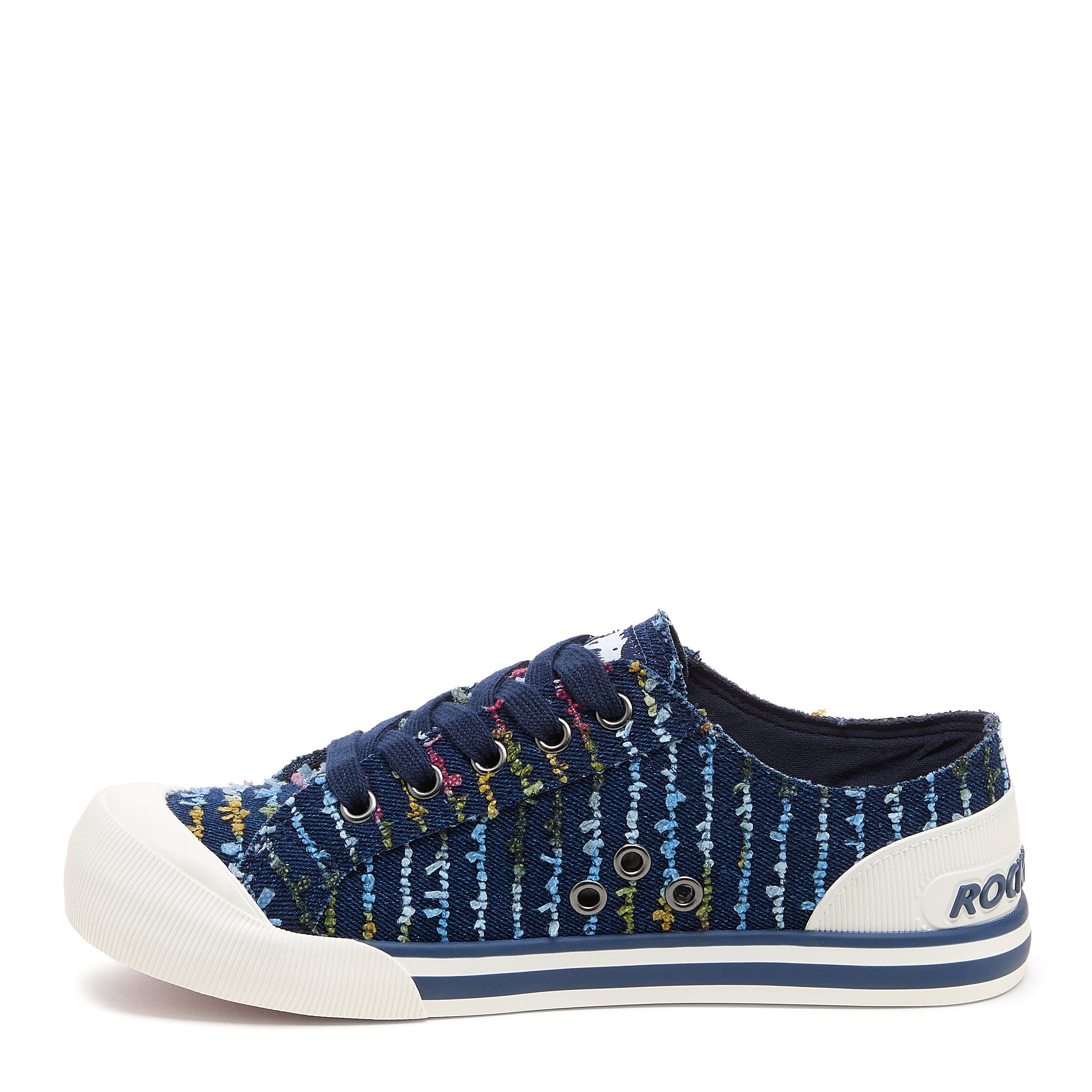 Blue stripe sneaker with cushioned footbed, women's playful style – Rocket Dog Jazzin
