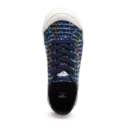 Blue women's stripe sneaker with Rocket Dog comfort, playful style
