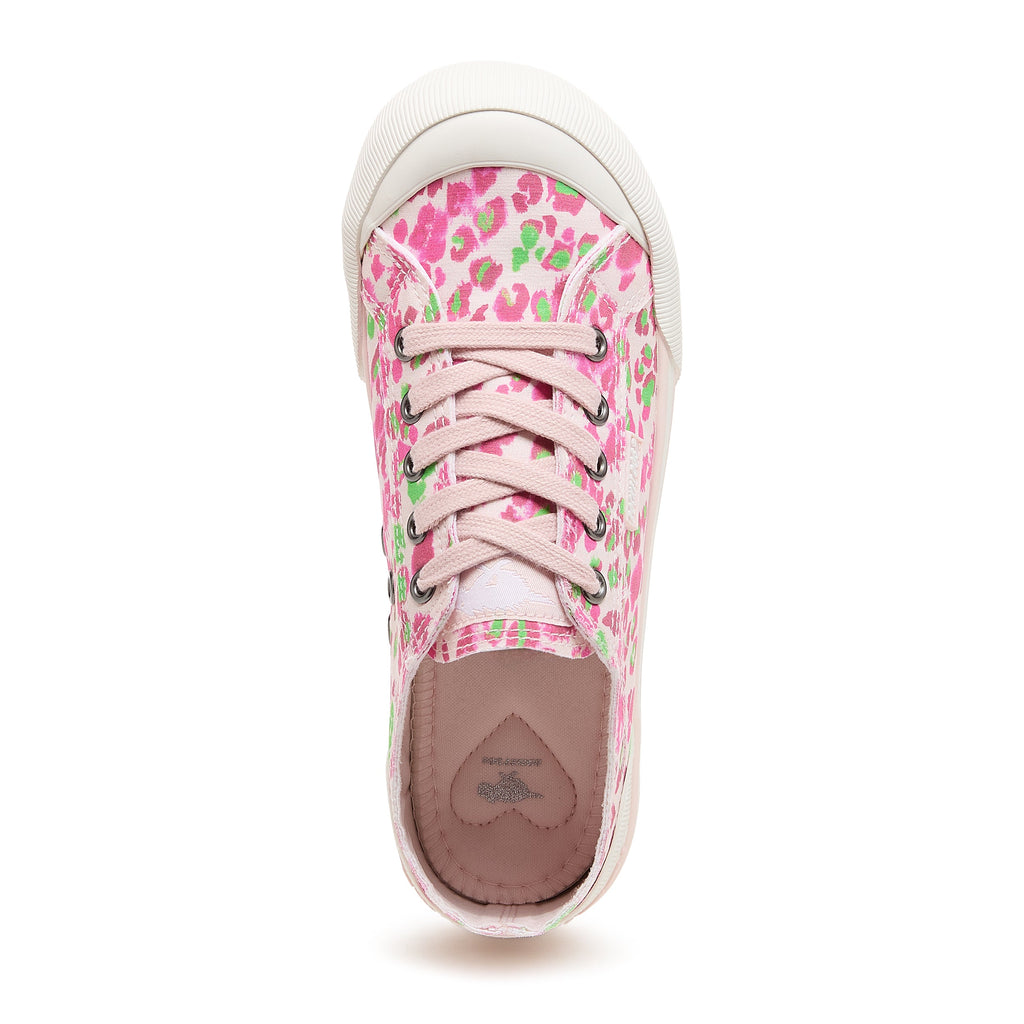Pink women's spots sneaker with Rocket Dog comfort, playful style