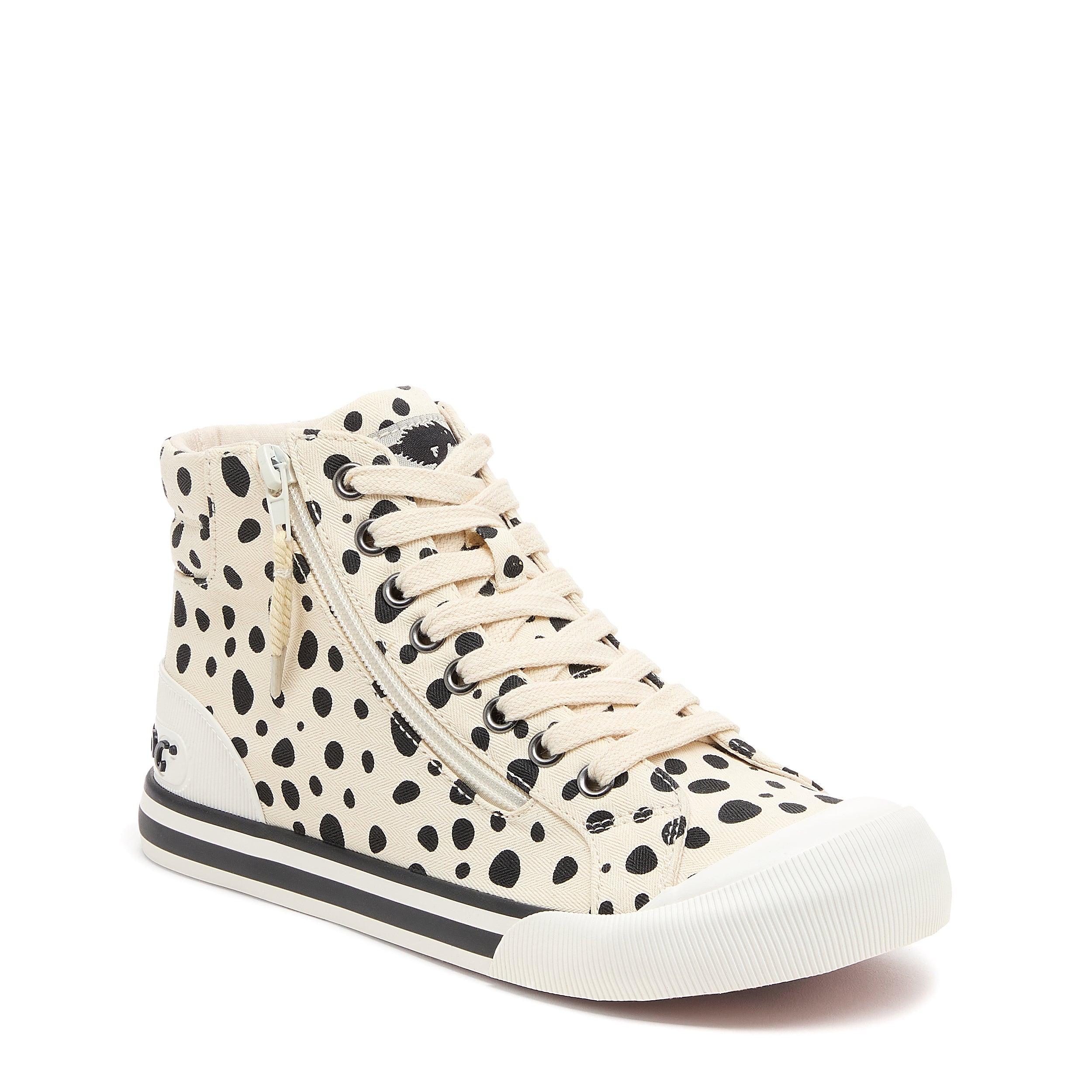 White sneaker with cushioned footbed, women's playful style – Rocket Dog Jazzin