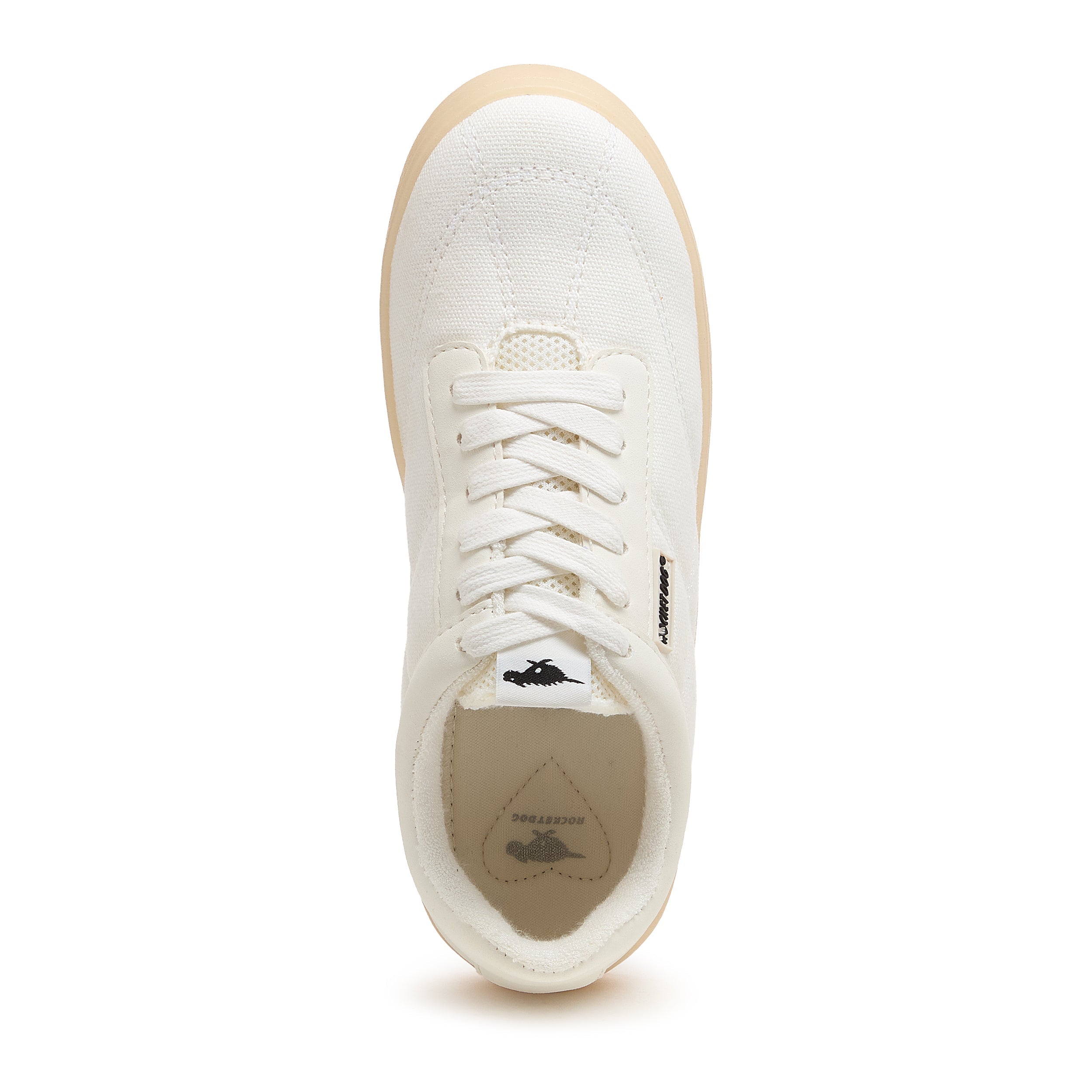 White women's sneaker with Rocket Dog comfort, playful style