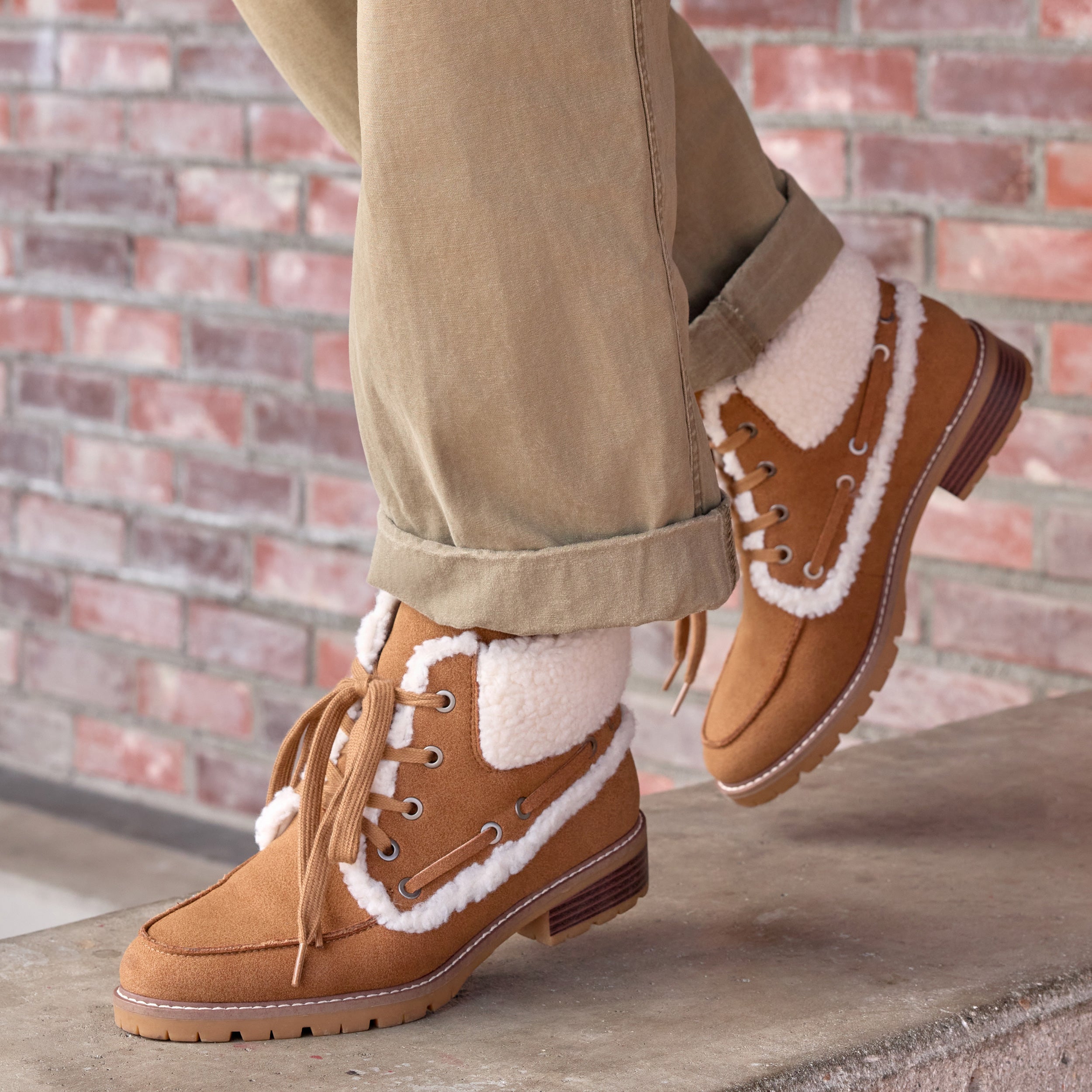 Nixie Cognac Cuffed Ankle Boots