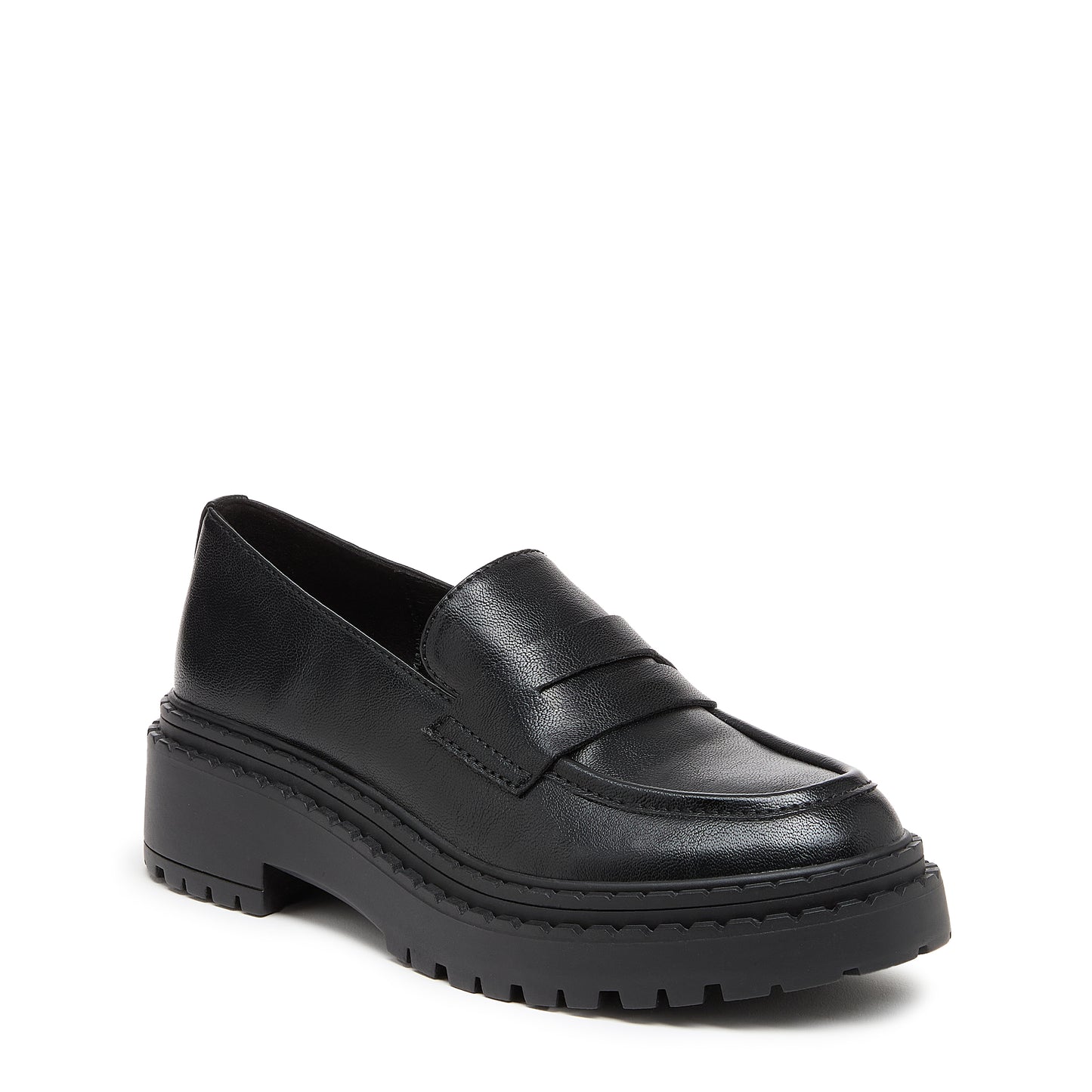 Black loafer shoe on a white background