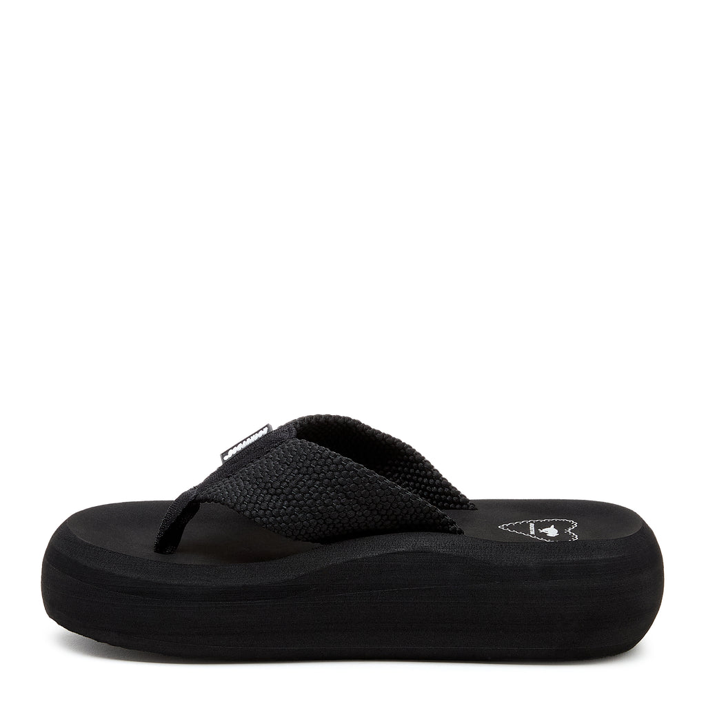 Rocket Dog Sandy women's black platform flip flop, casual slip-on