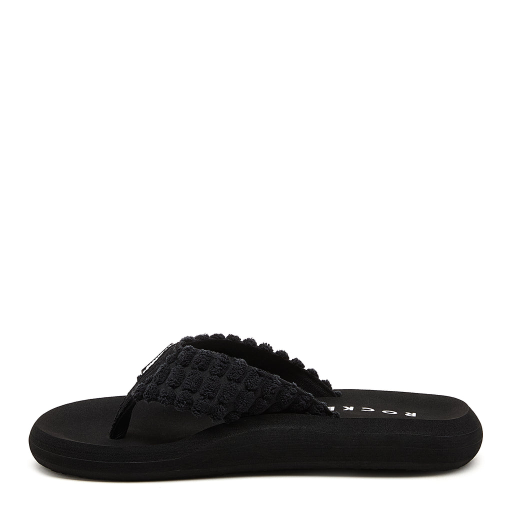 Black flip flop with cushioned footbed, women's casual style – Rocket Dog Spotlight