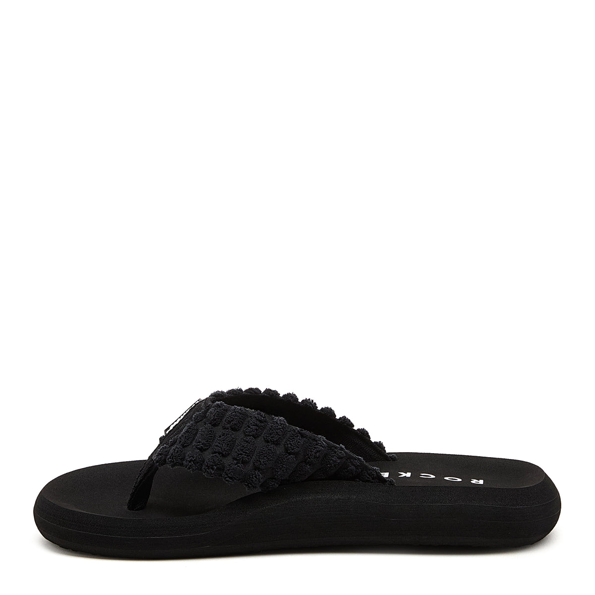 Black flip flop with cushioned footbed, women's casual style – Rocket Dog Spotlight