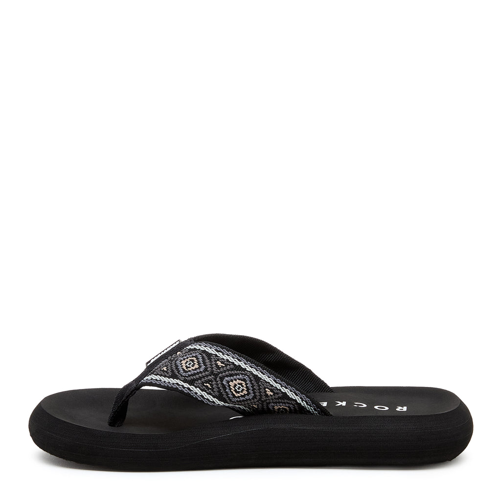 Black flip flop with cushioned footbed, women's casual style – Rocket Dog Spotlight